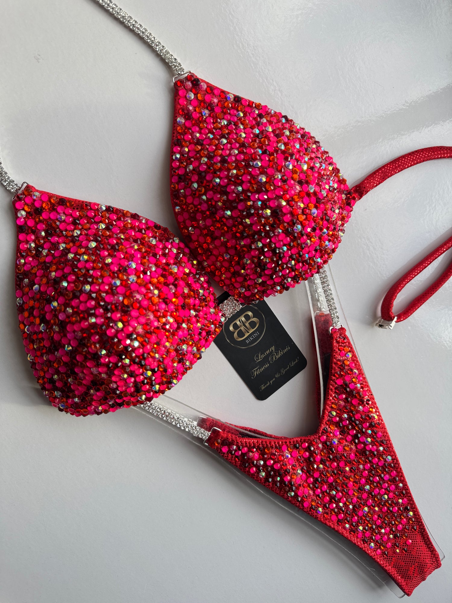 Pink, red with silver dust NPC style bikini - B/C cup , ready to buy