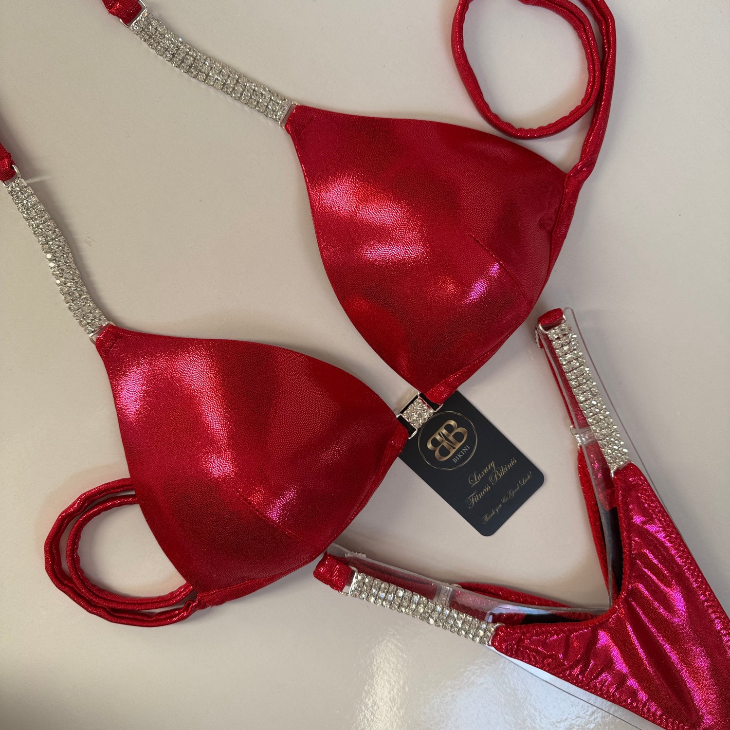 Metallic Red Cerise Posing Bikini - C cup