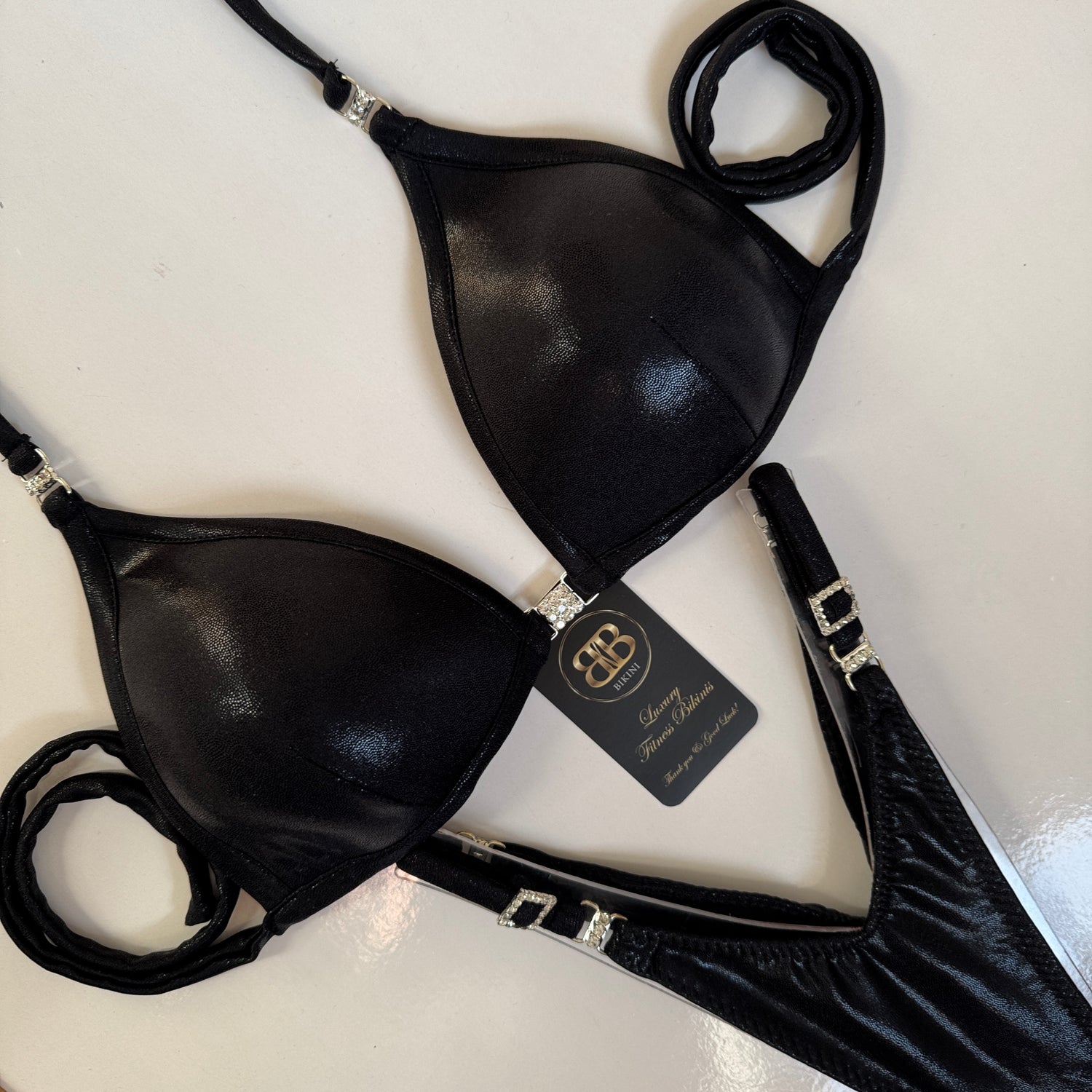 Shiny Black Posing Bikini- A/B