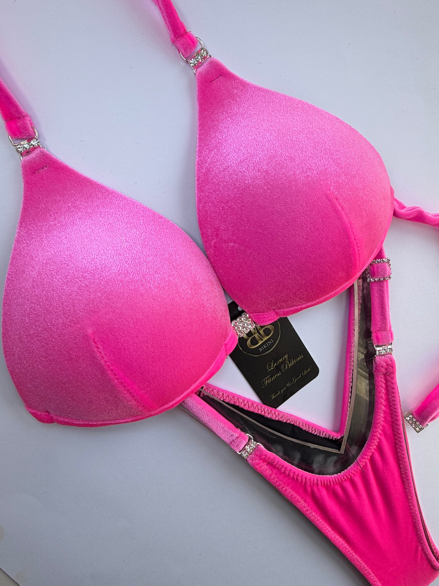 Neon pink velvet posing suits - pre order