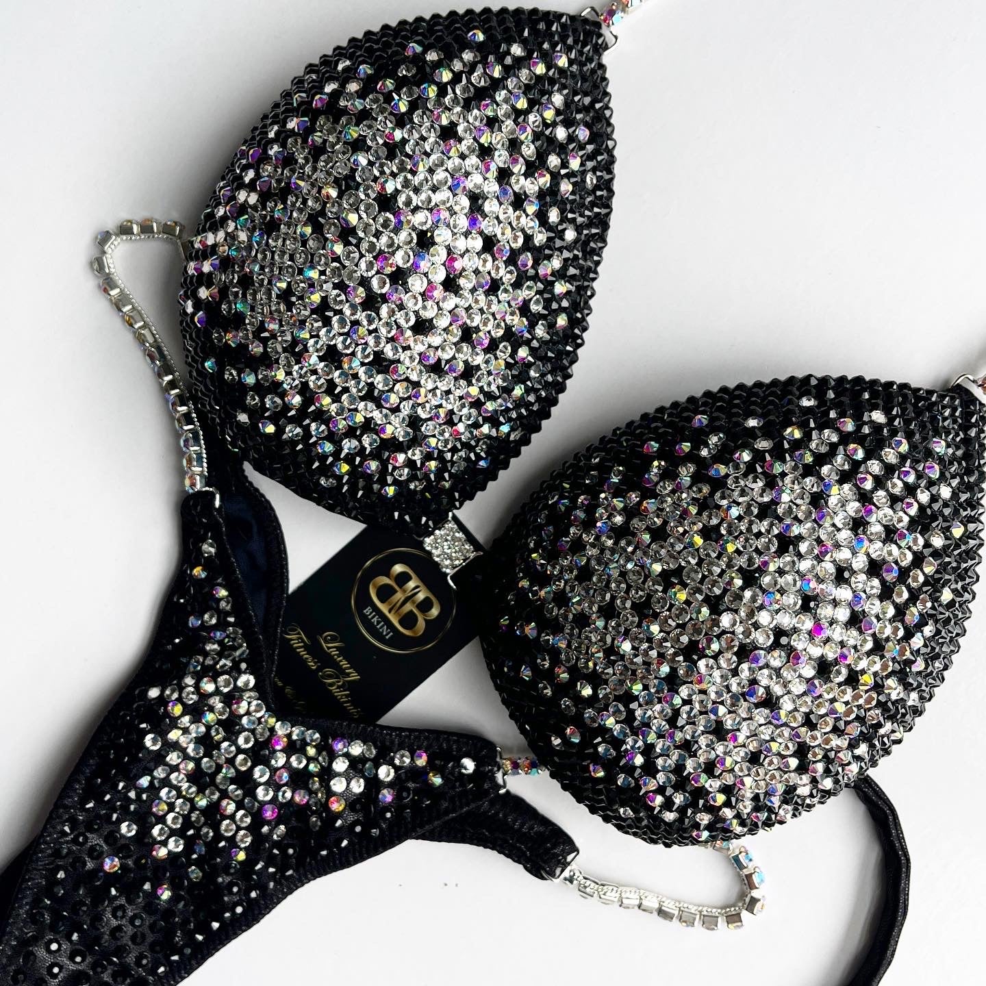 Triangle ( NPC) competition bikini - black and silver middle ombre