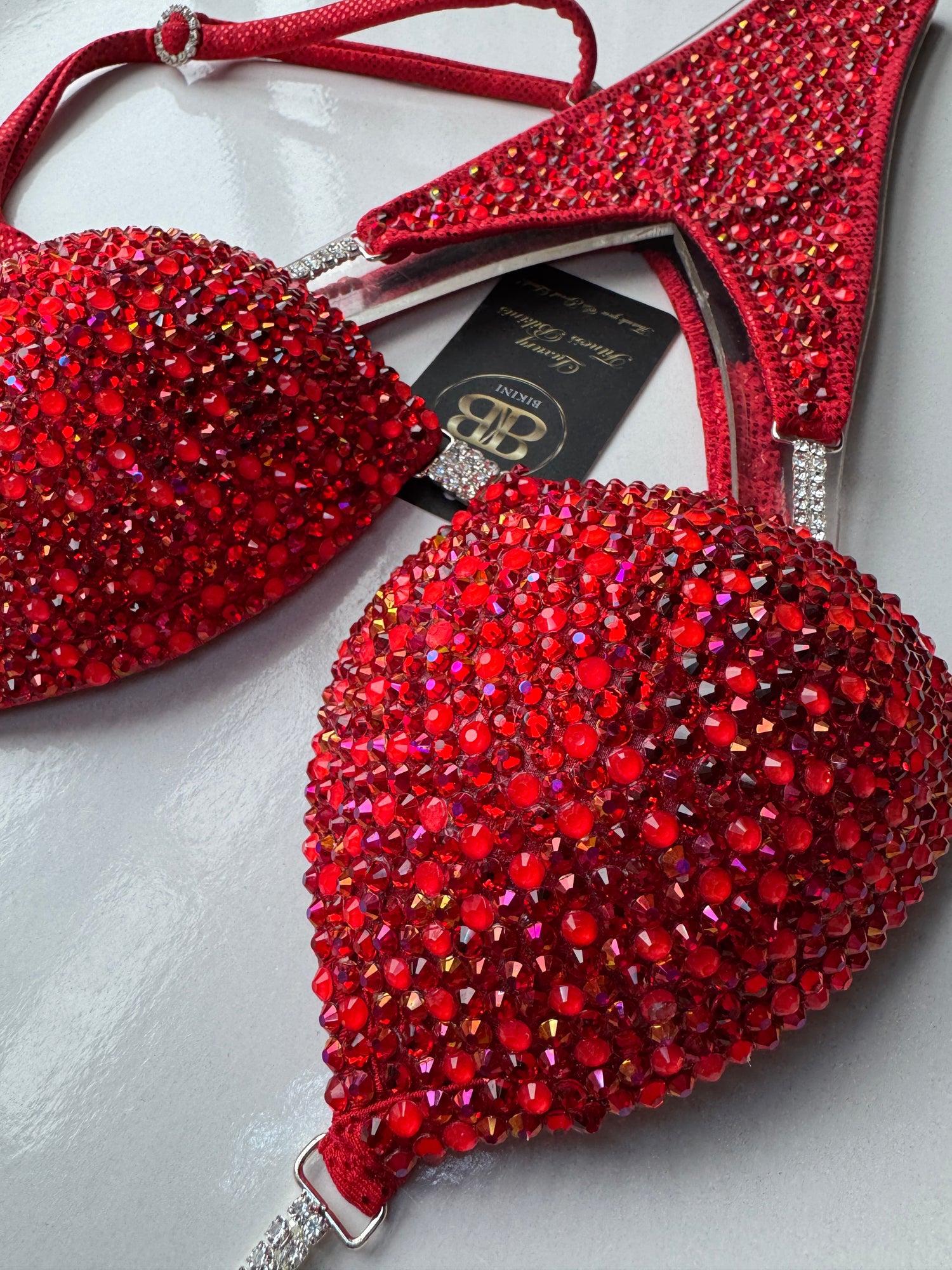 Neon and raspberry red bikini- A cup