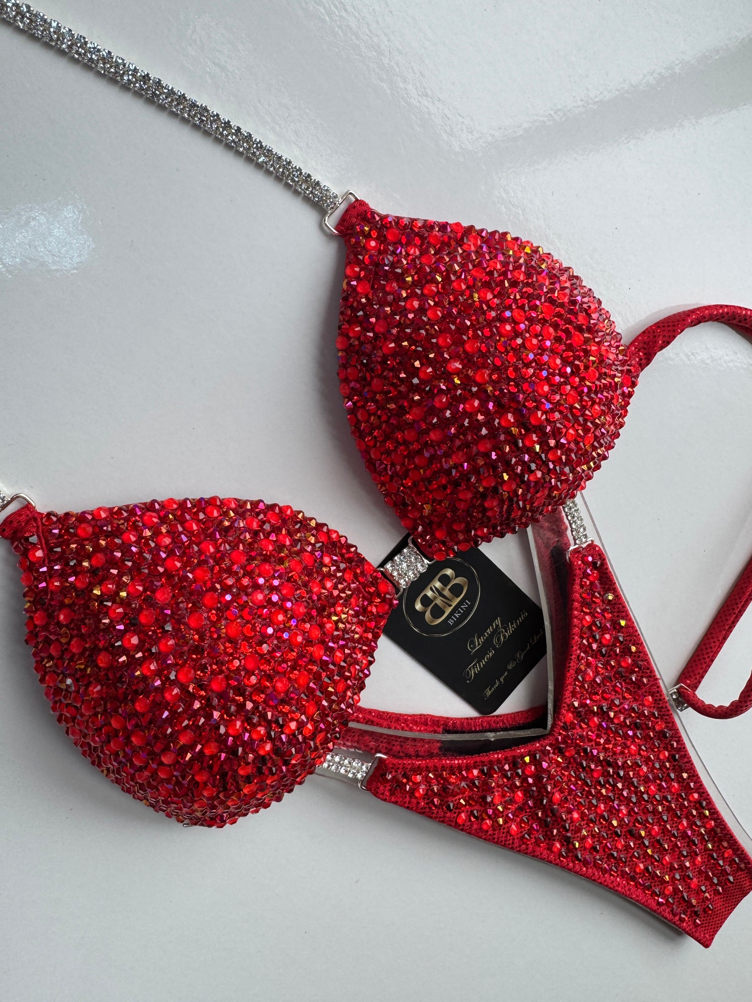 Neon and raspberry red bikini- A cup