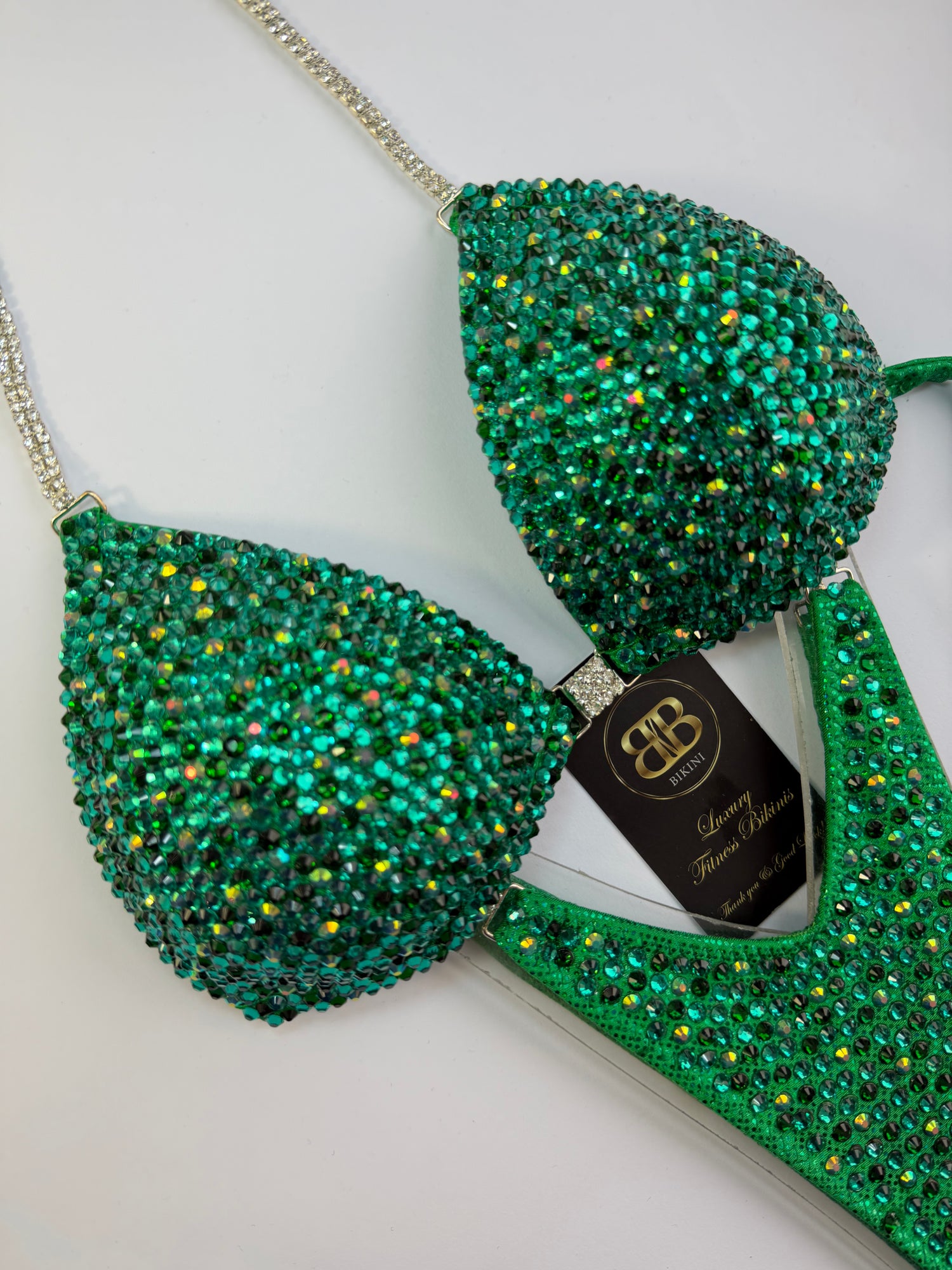 Green zircon and emerald triangle bikini - A/B bra cup (no. 261) - ready to buy