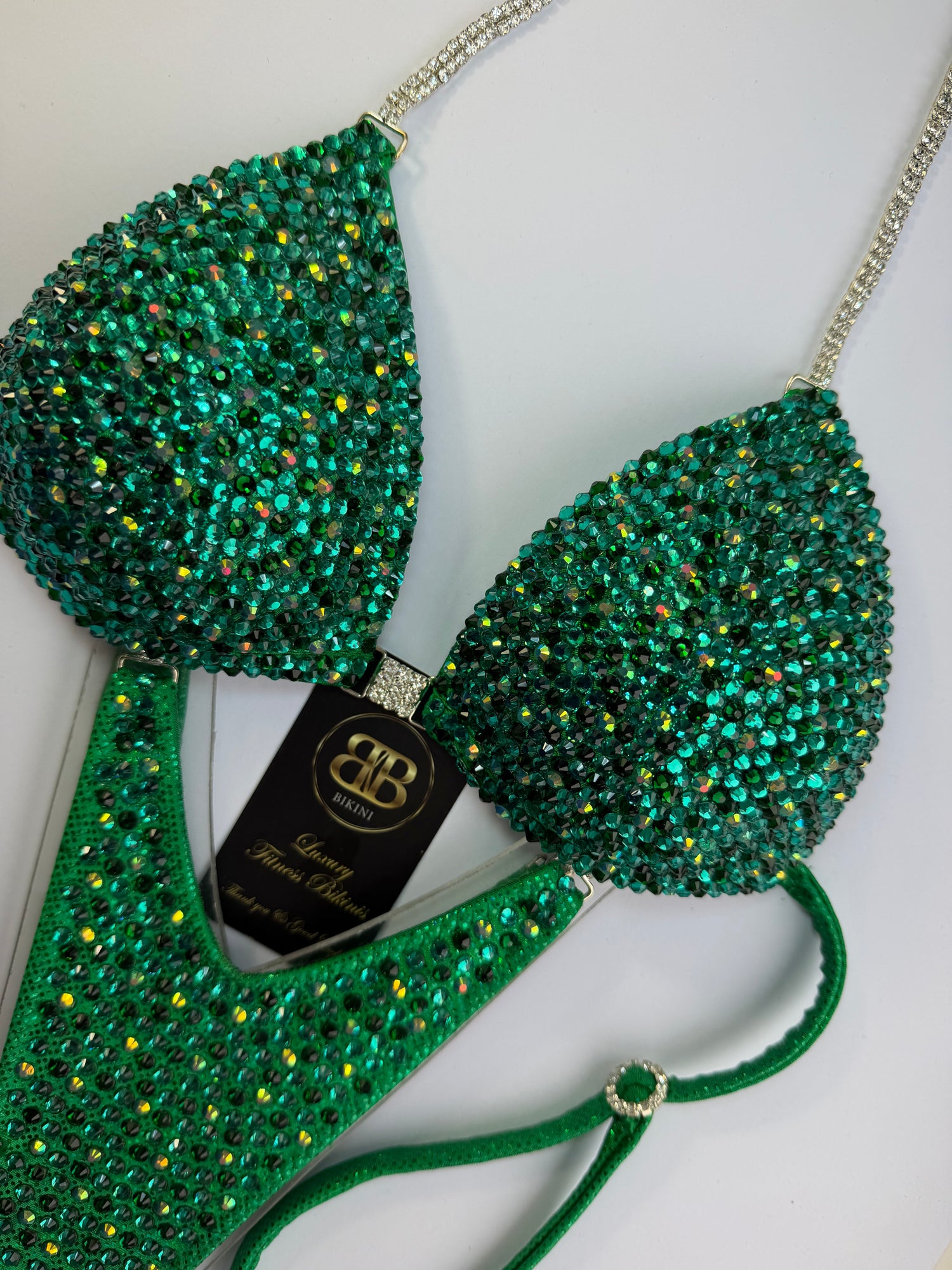 Green zircon and emerald triangle bikini - A/B bra cup (no. 261) - ready to buy