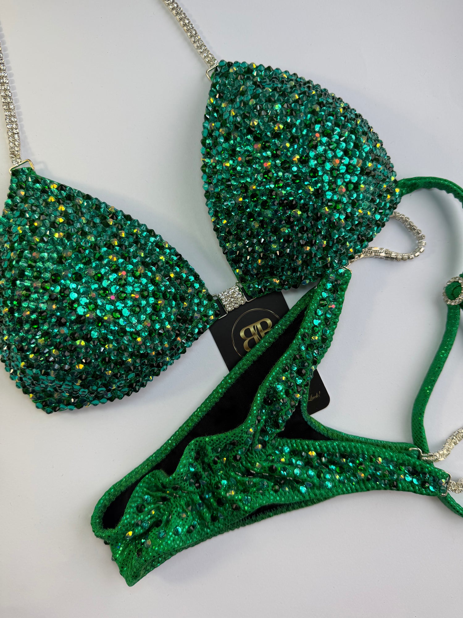 Green zircon and emerald triangle bikini - A/B bra cup (no. 261) - ready to buy