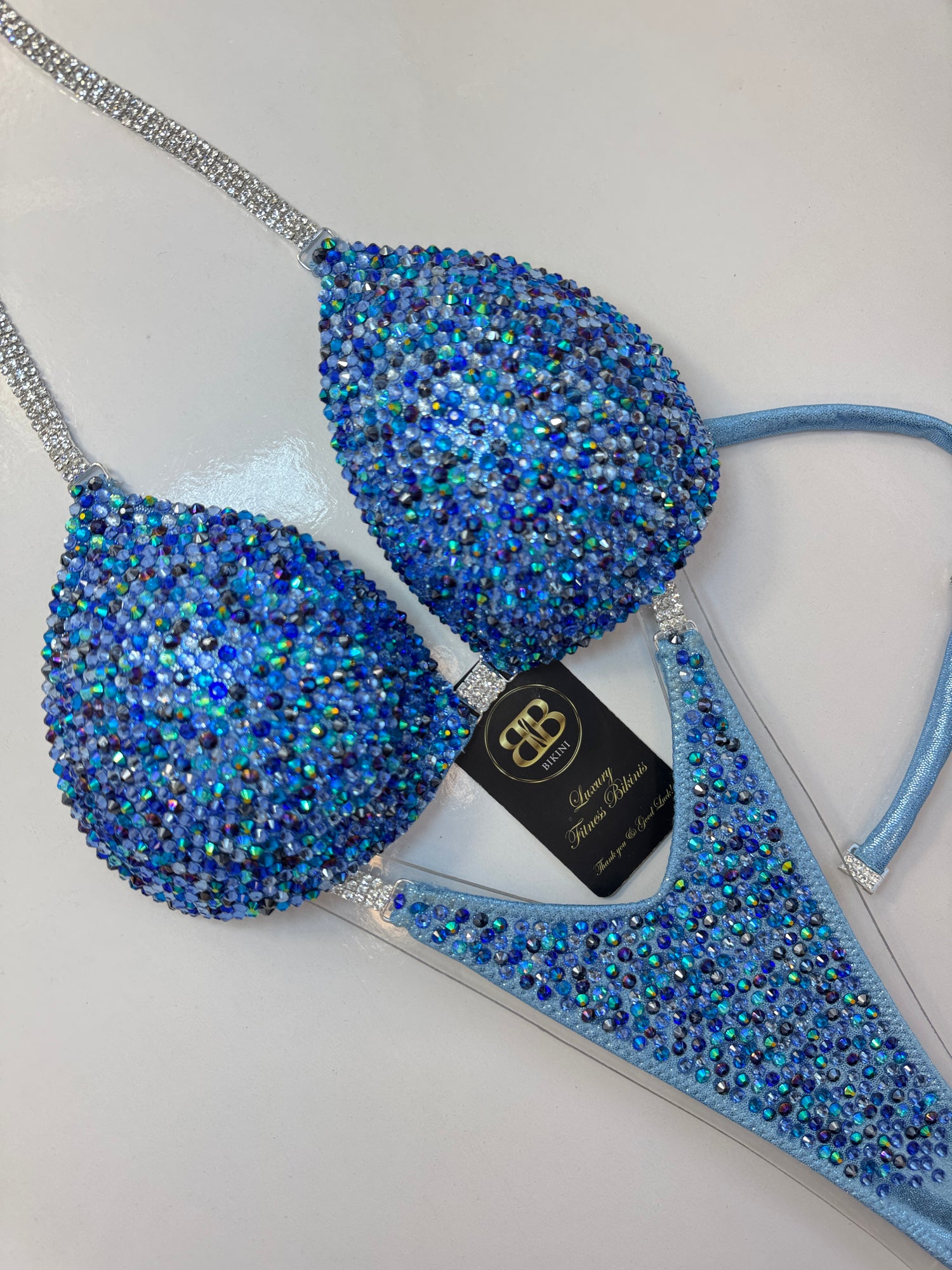 Light blue mix competition bikini - B cup , ready to buy
