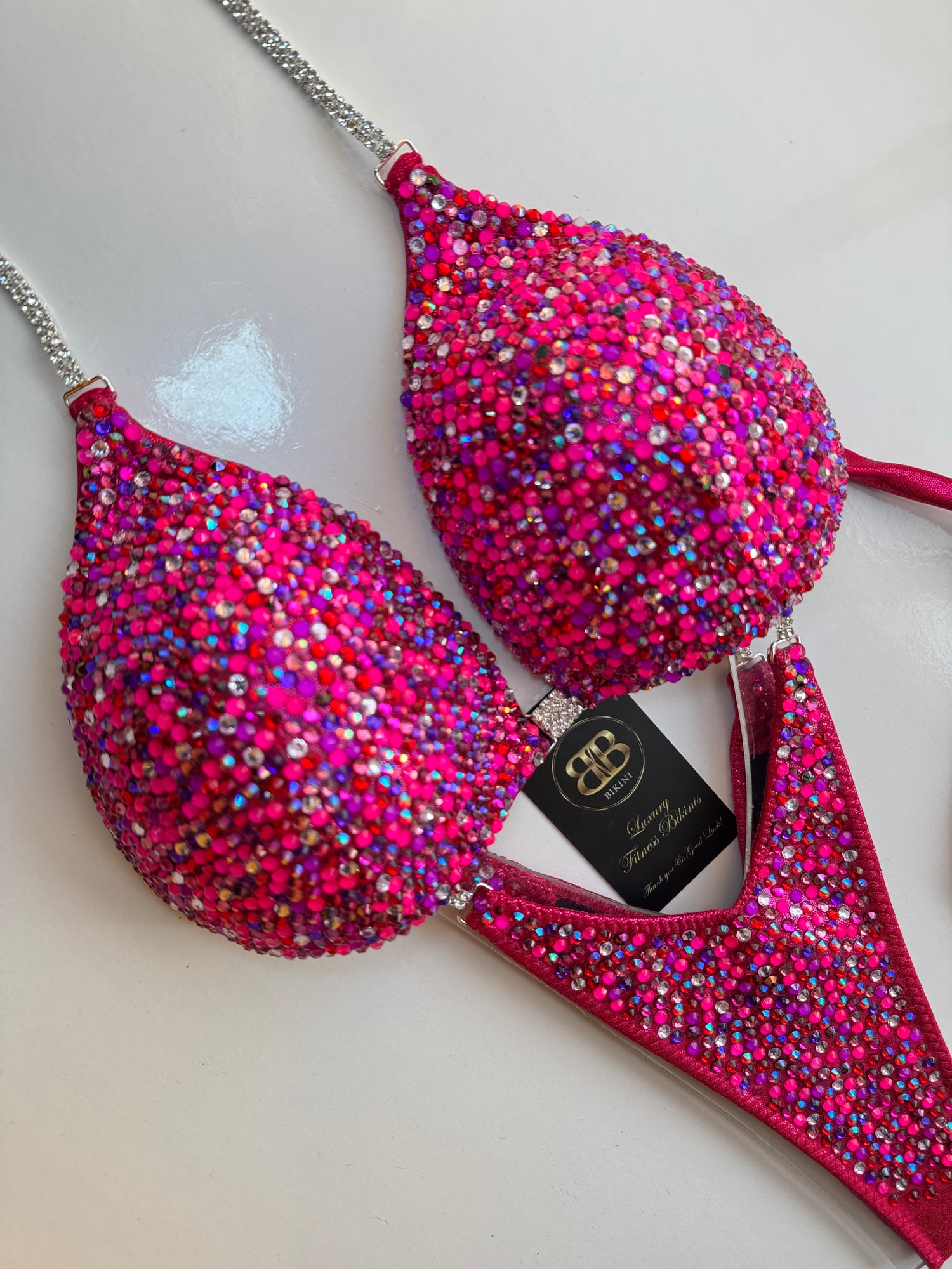 Pink, purple, cerise with silver dust NPC style bikini - D bra cup