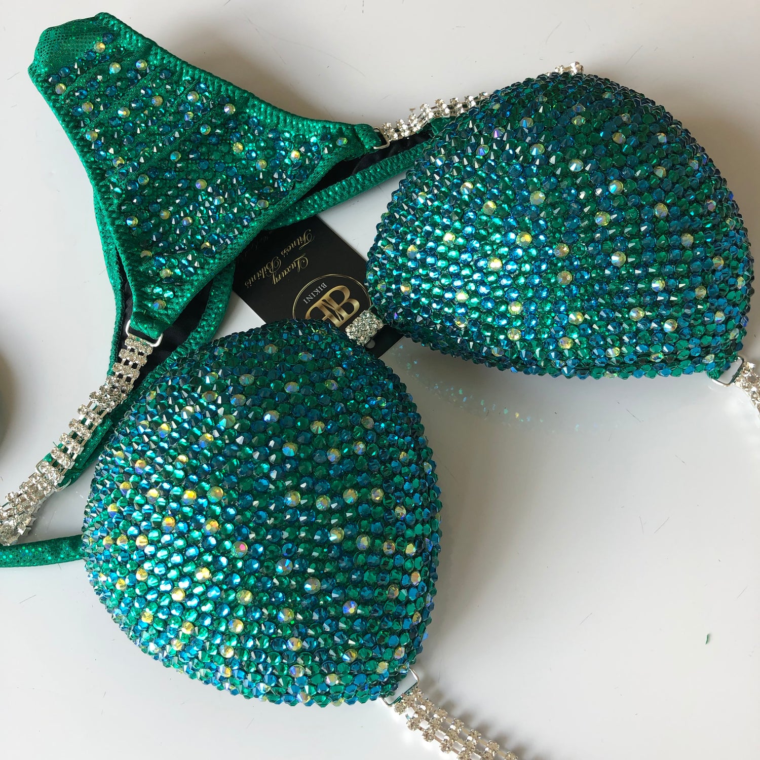 Sea Green Fully Crystallized Competition Bikini