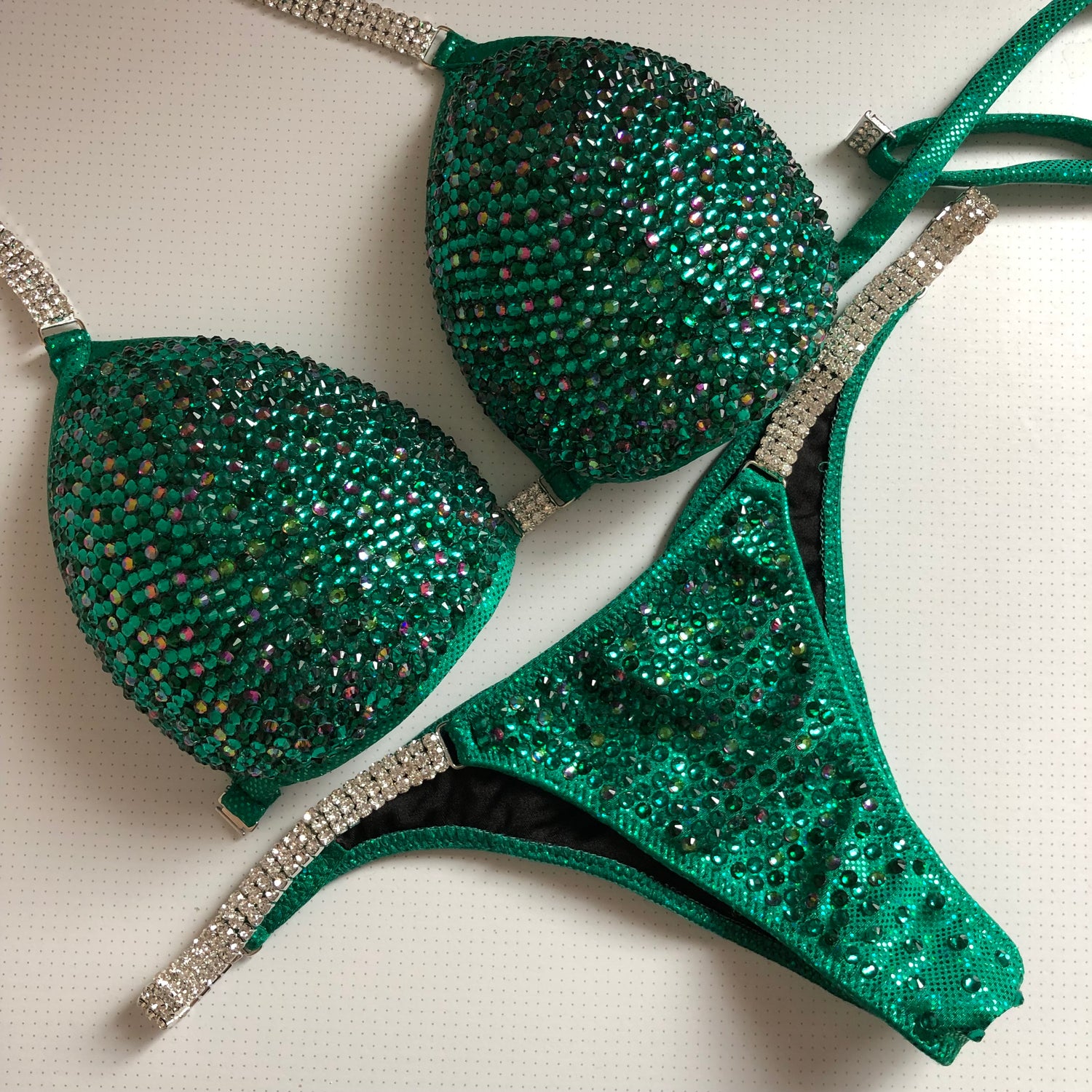(Sandra) NPC Style Emerald Volcano Fully Crystallized Competition Bikini