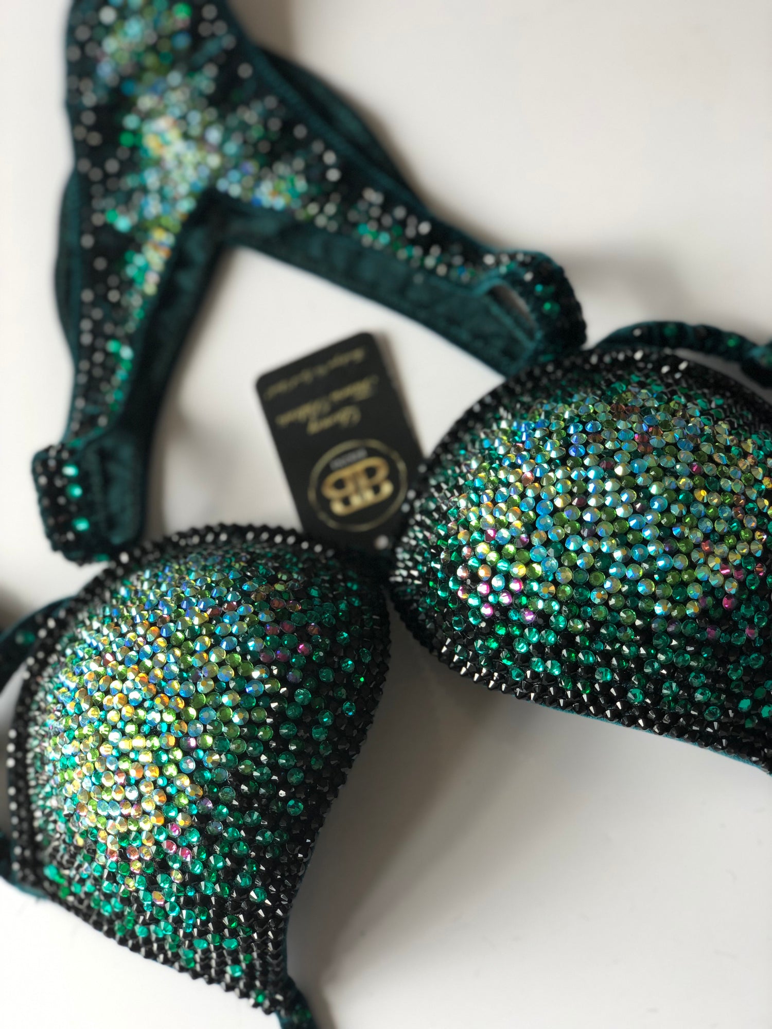 (Bethany) Emerald and Aqua Middle Ombré Competition Bikini