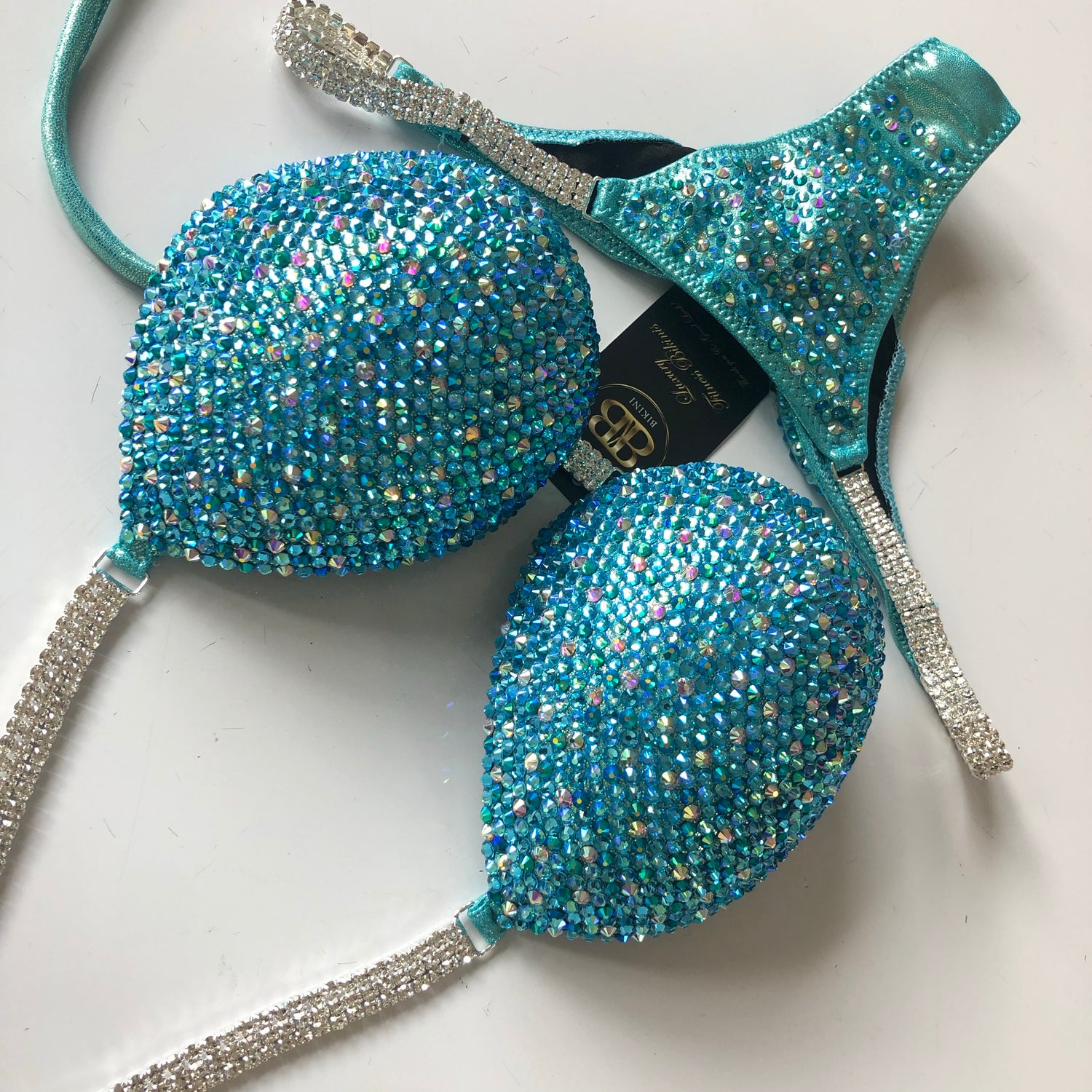 Light Turquoise NPC style competition bikini