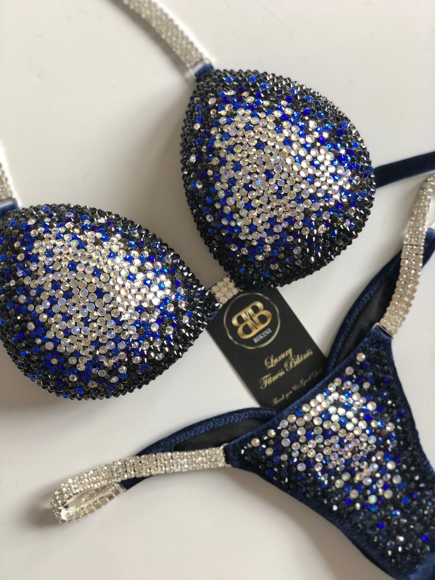 Navy & Silver middle Ombré NPC style competition bikini