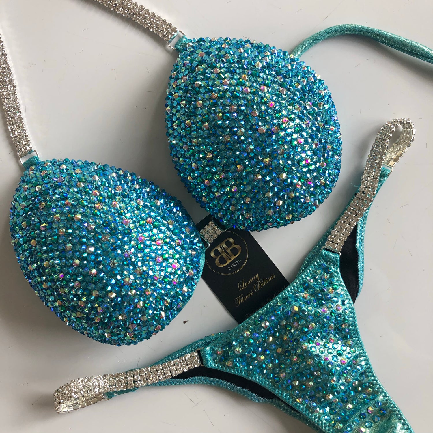Light Turquoise NPC style competition bikini