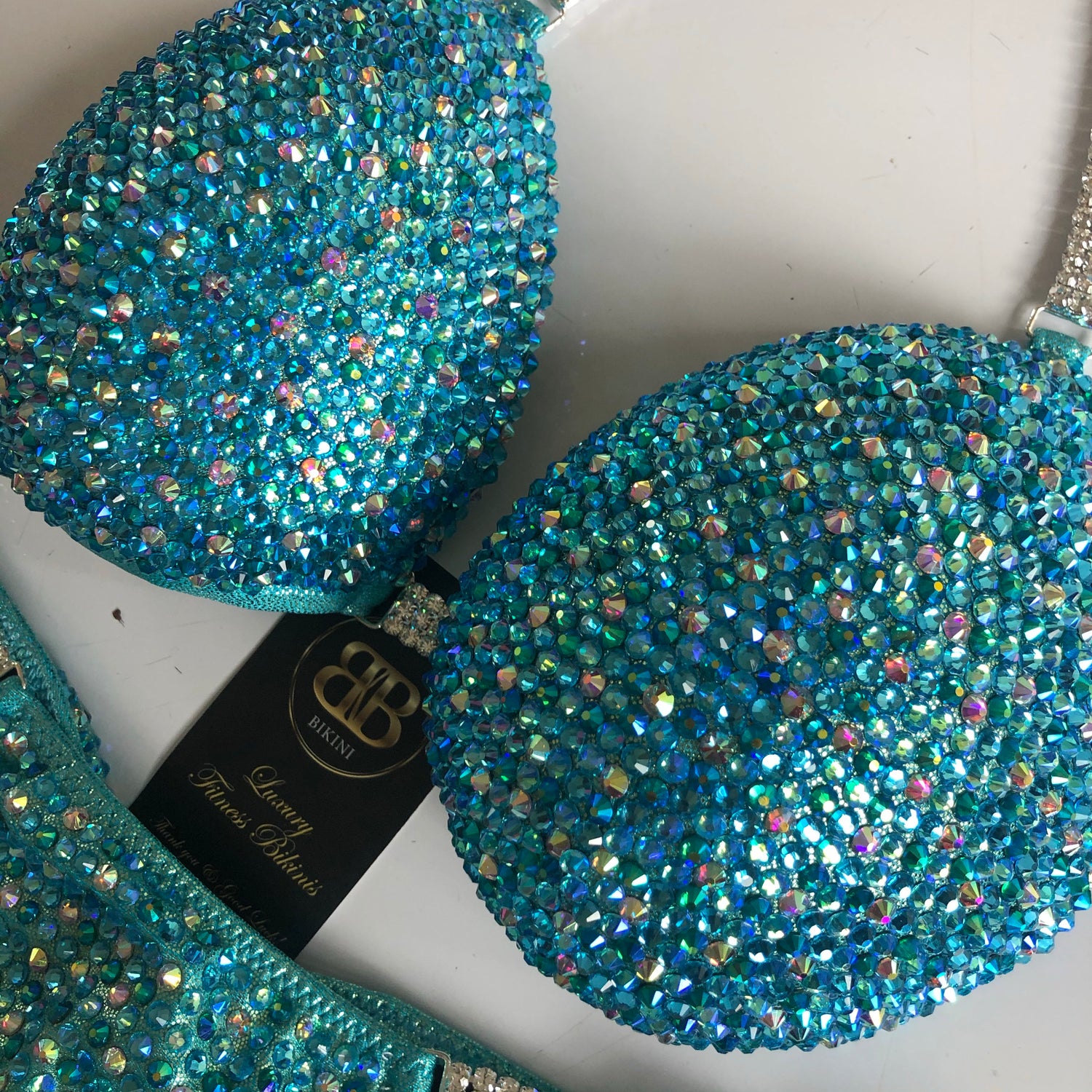 Light Turquoise NPC style competition bikini