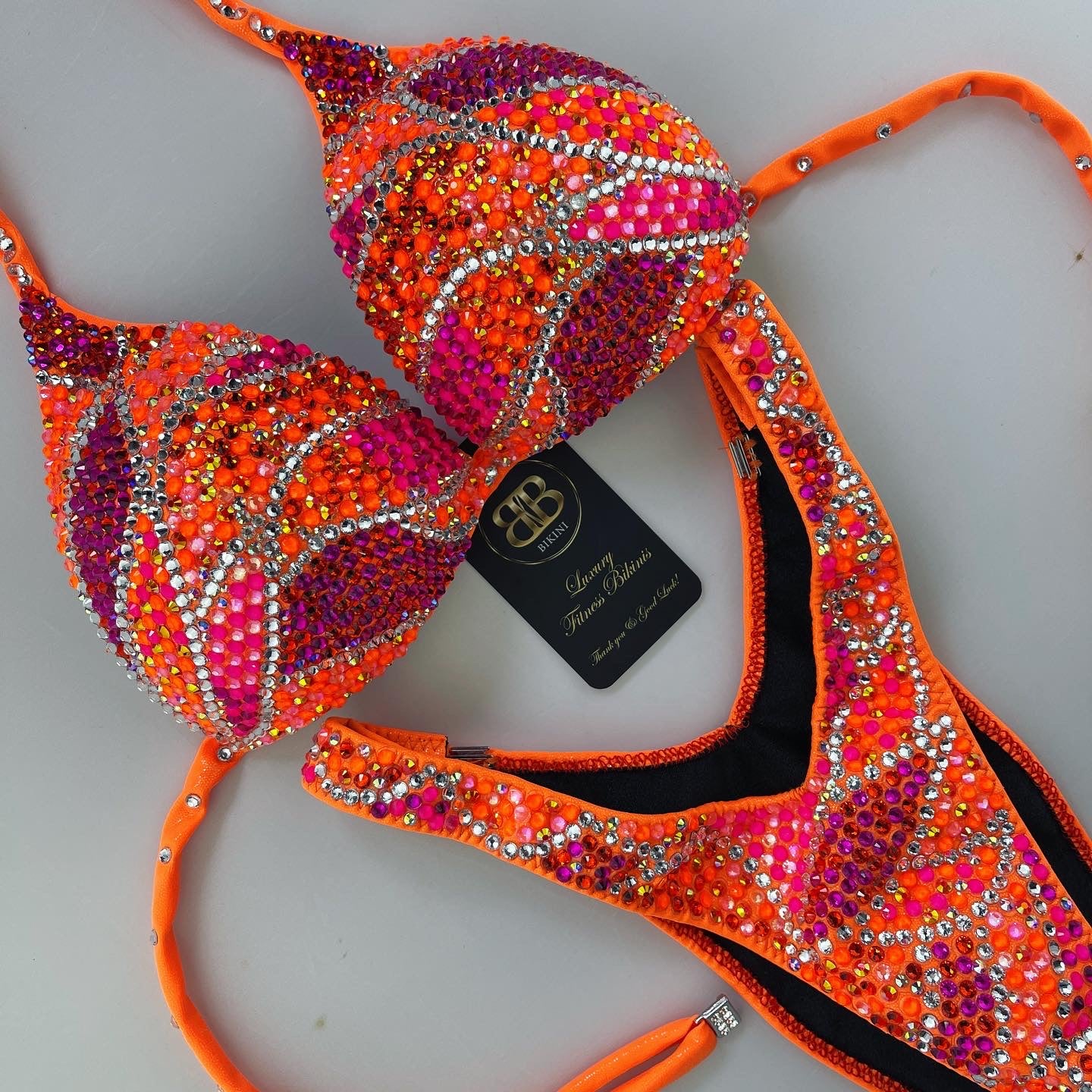 Neon orange and pink Competition Suit Suit (538)