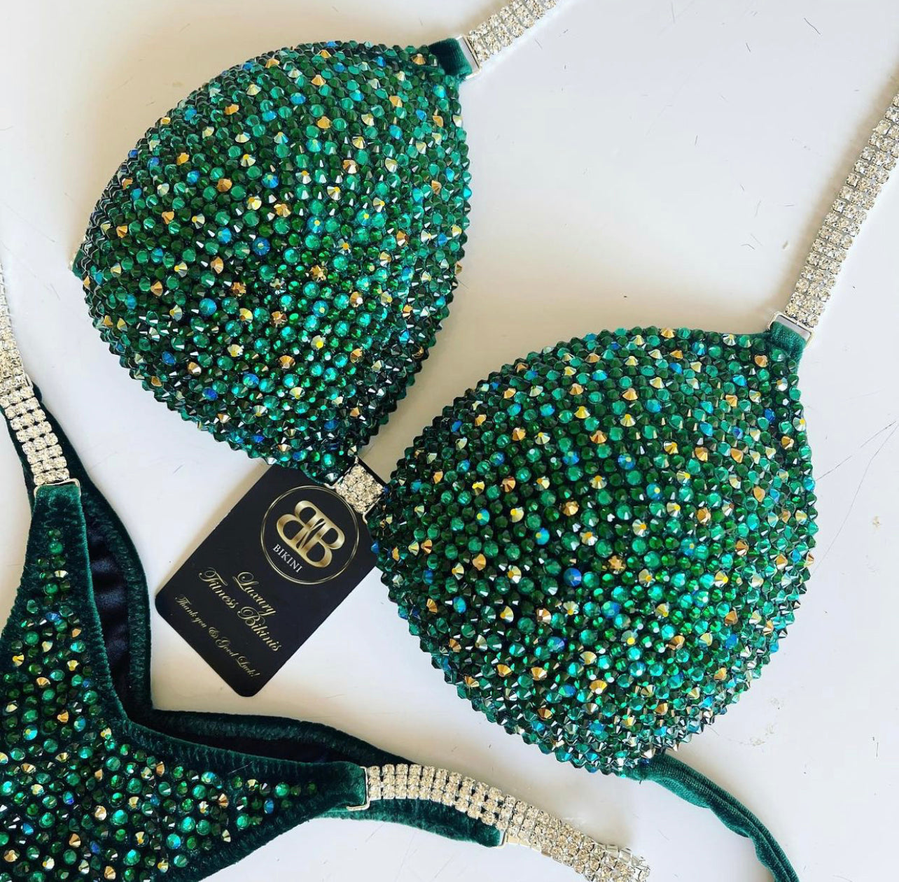 Emerald, Zircon with Gold Dust competition bikini (507)