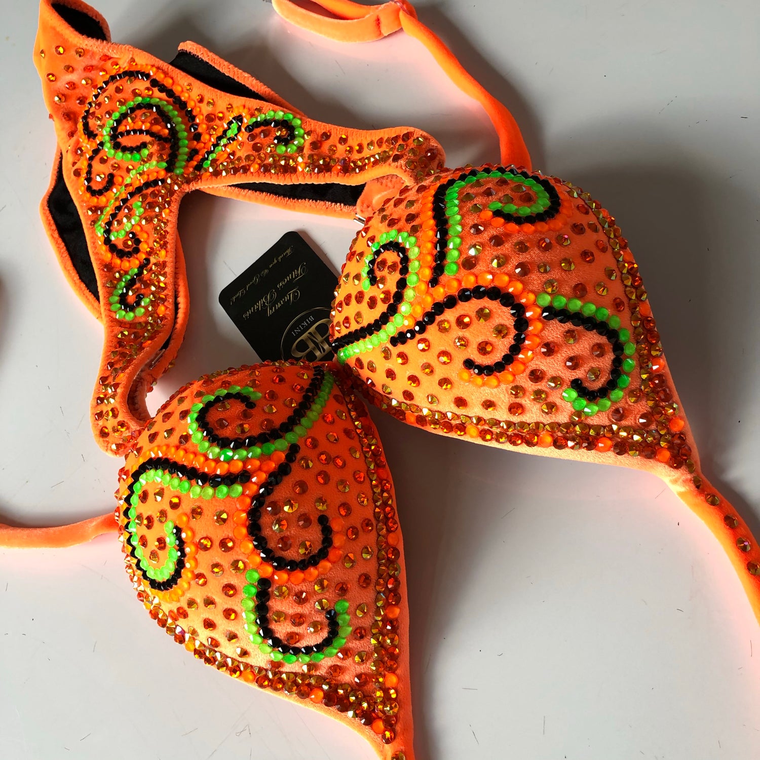 Bodyfitness/ fitness neon orange competition bikini suit