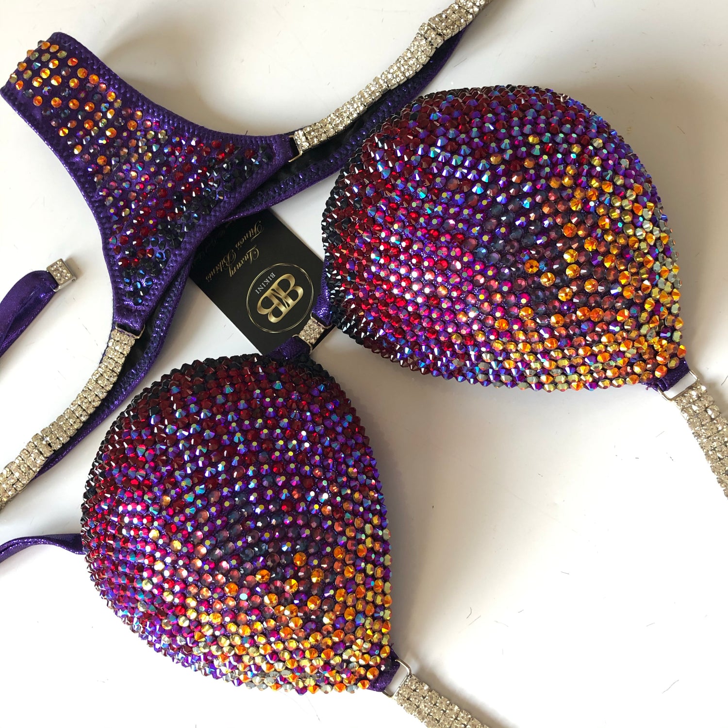 Burgundy, purple & gold competition bikini