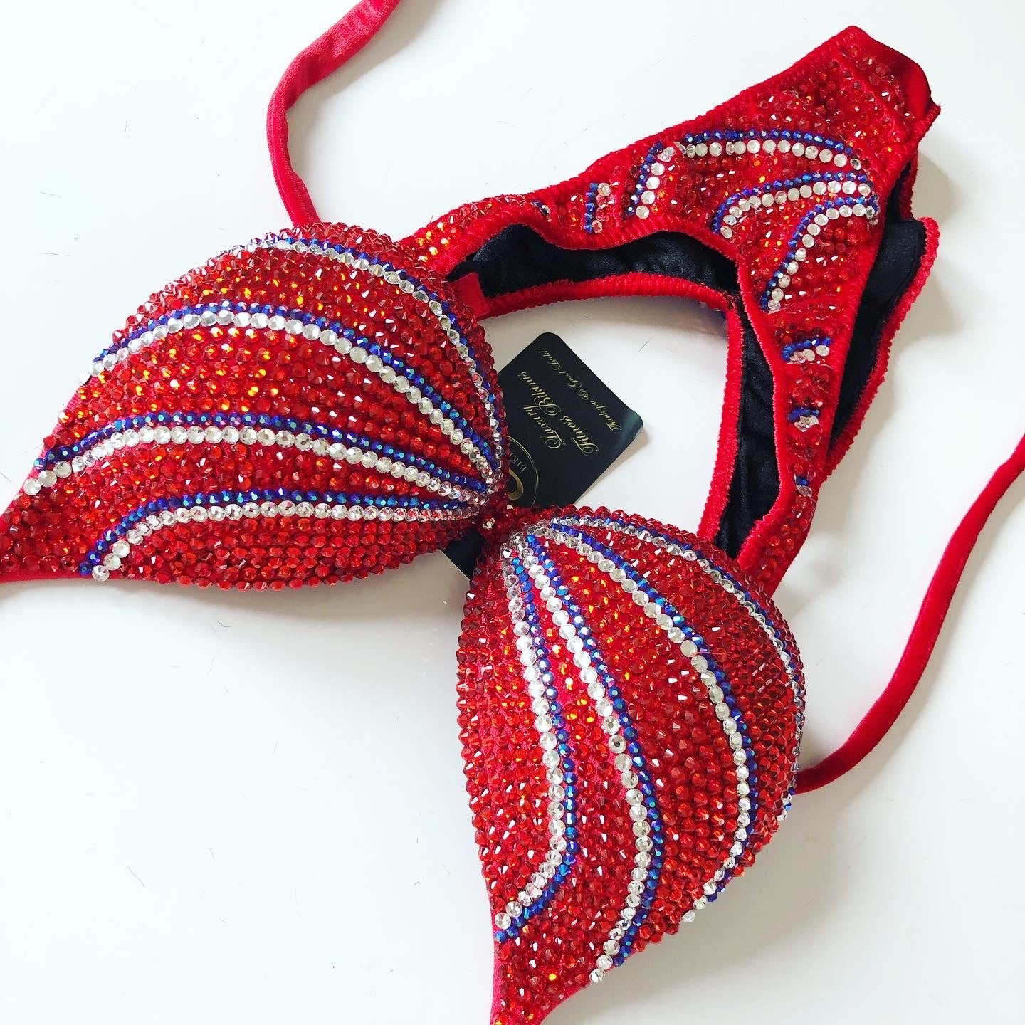 Red Bodyfitness Competition Suit with lines (444)