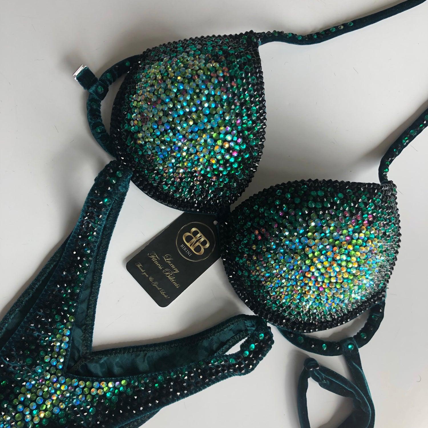 (Bethany) Emerald and Aqua Middle Ombré Competition Bikini