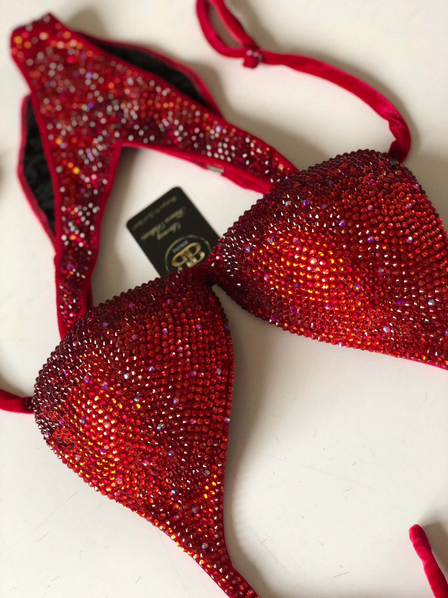 Red ombré bodyfitness Competition Suit (443)