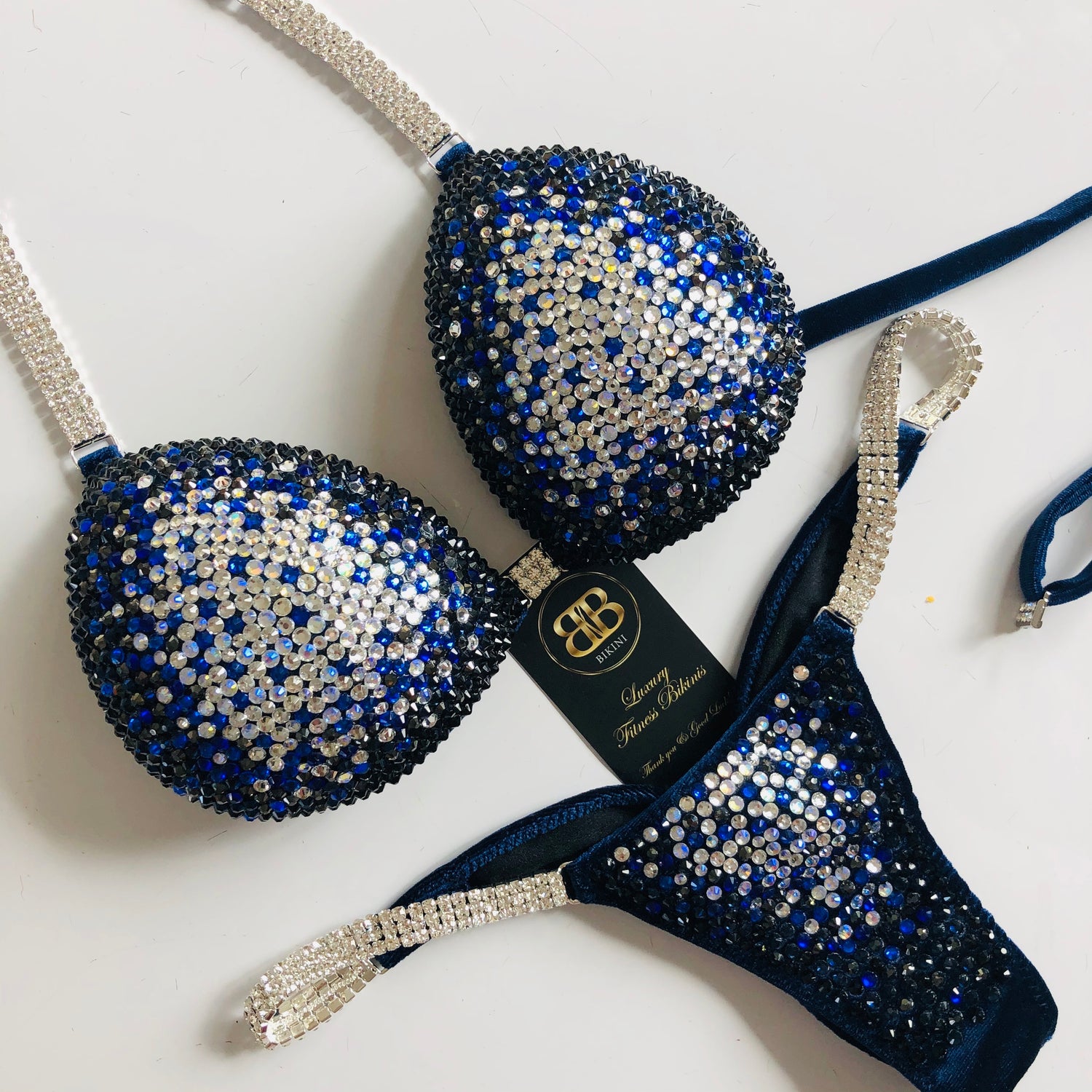 Navy & Silver middle Ombré NPC style competition bikini