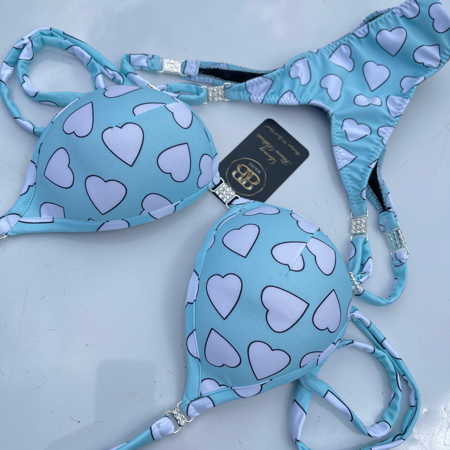 Tiffany blue Hearts Posing Bikini With Mini Connectors - PRE ORDER