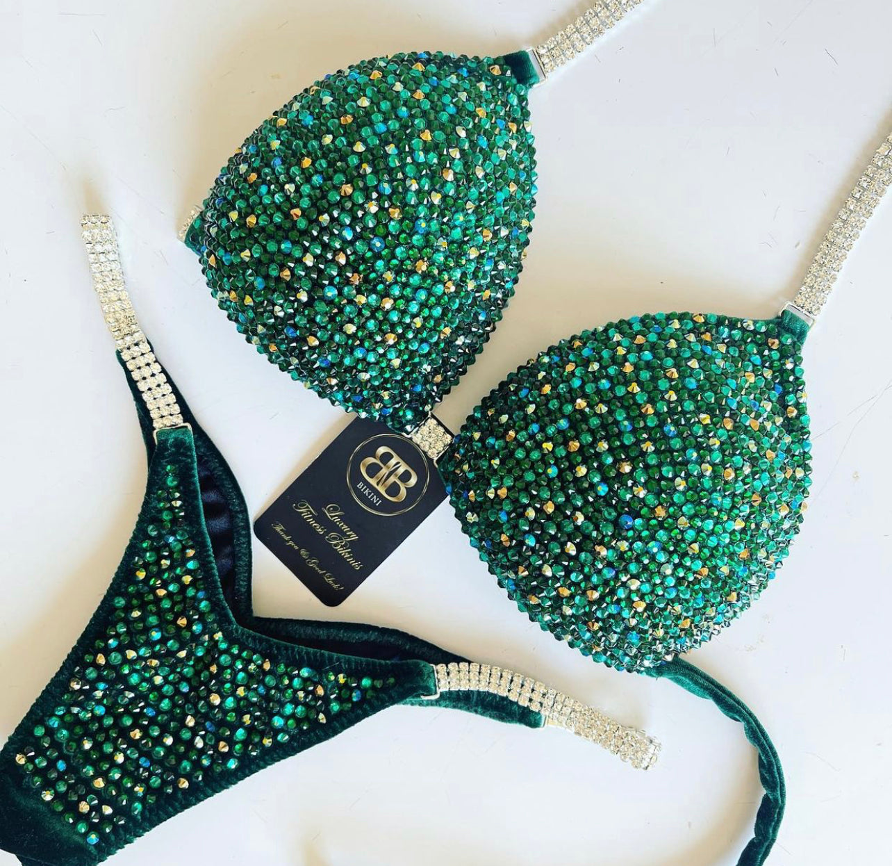 Emerald, Zircon with Gold Dust competition bikini (507)