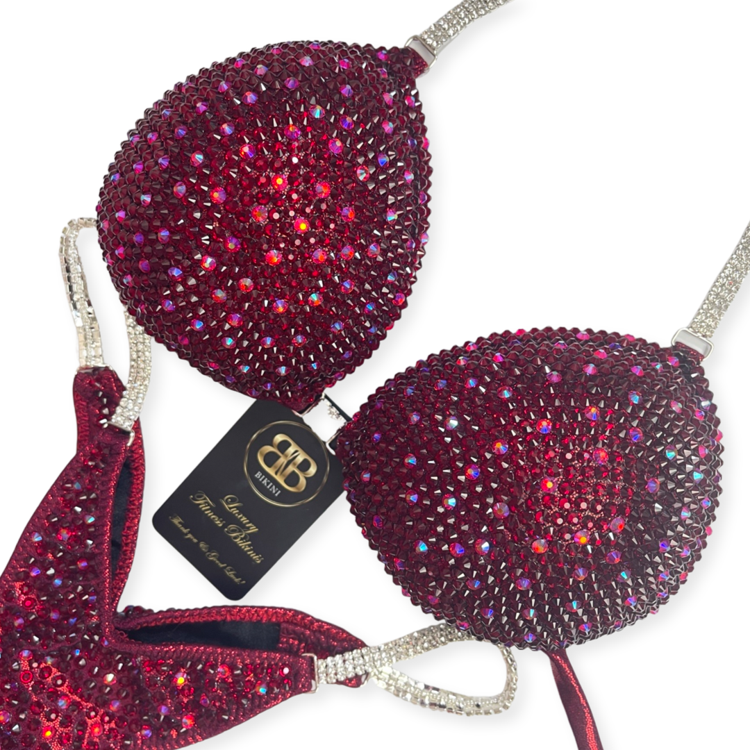 Raspberry Red Triangle style competition bikini (712)