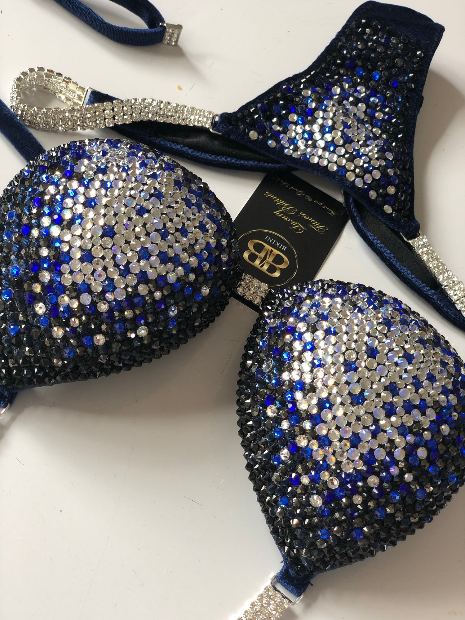 Navy & Silver middle Ombré NPC style competition bikini