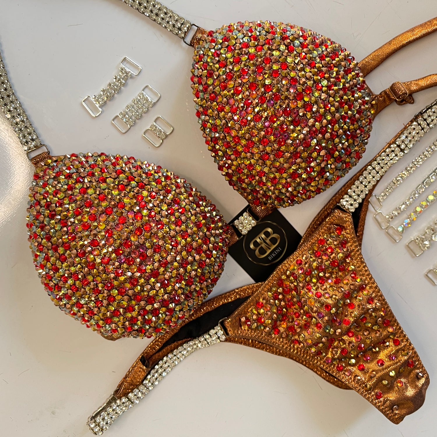 Brand New Gold & Red NPC style bikini - D/DD cup , ready to buy