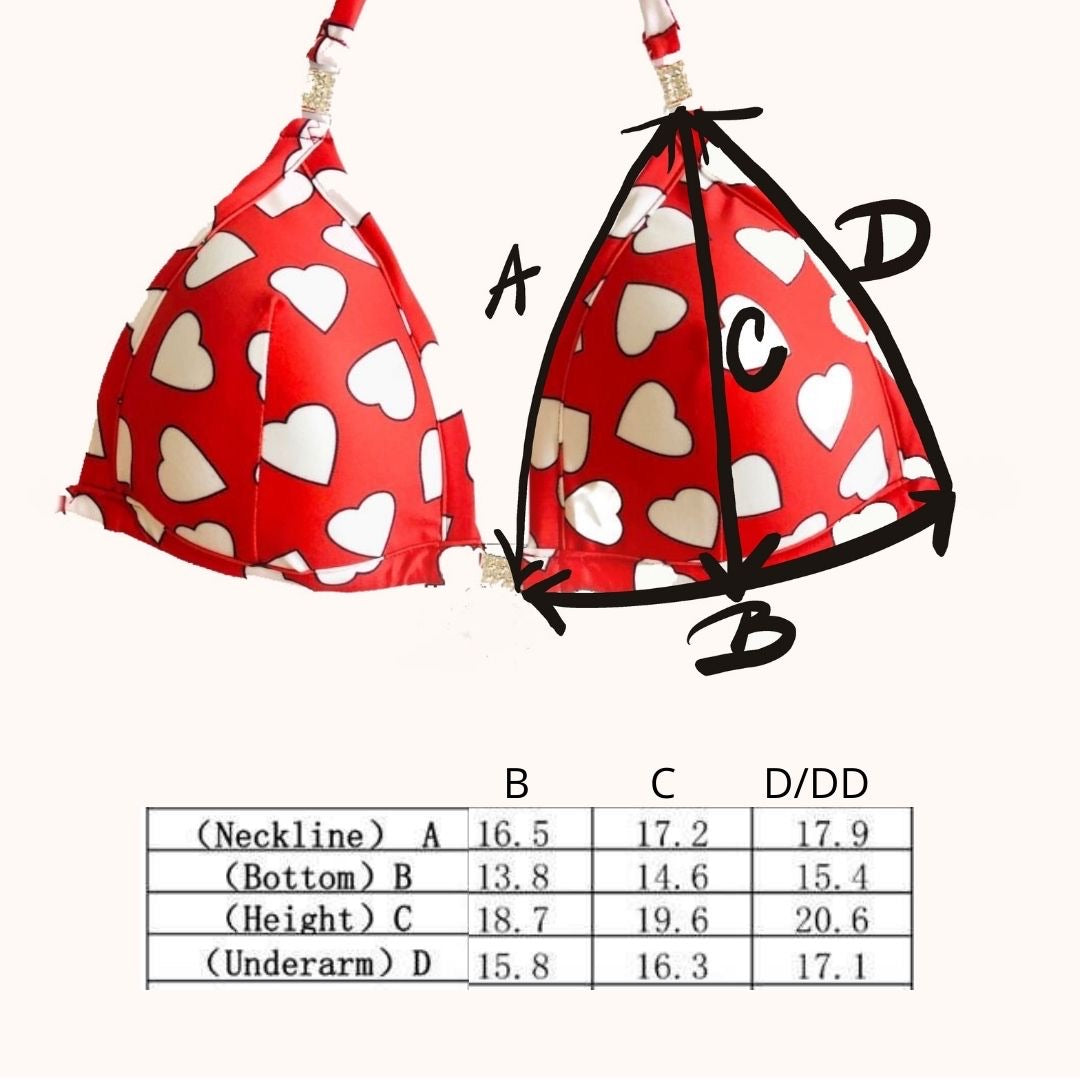 V Scoop Tropical Abstract Competition Posing Bikini With Connectors D/small DD BRA CUPS