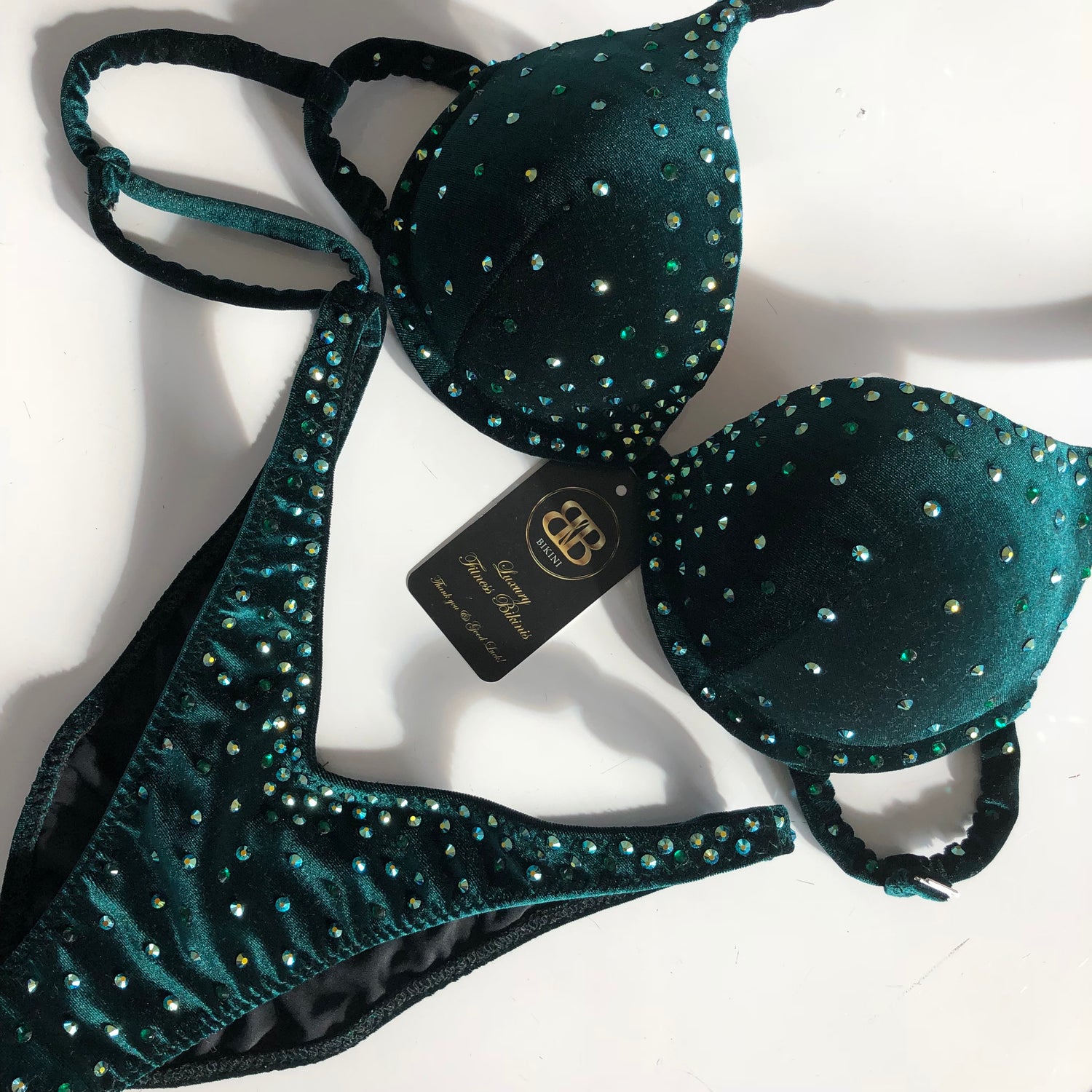 (Jana) Green Velvet Competition Bikini Suit