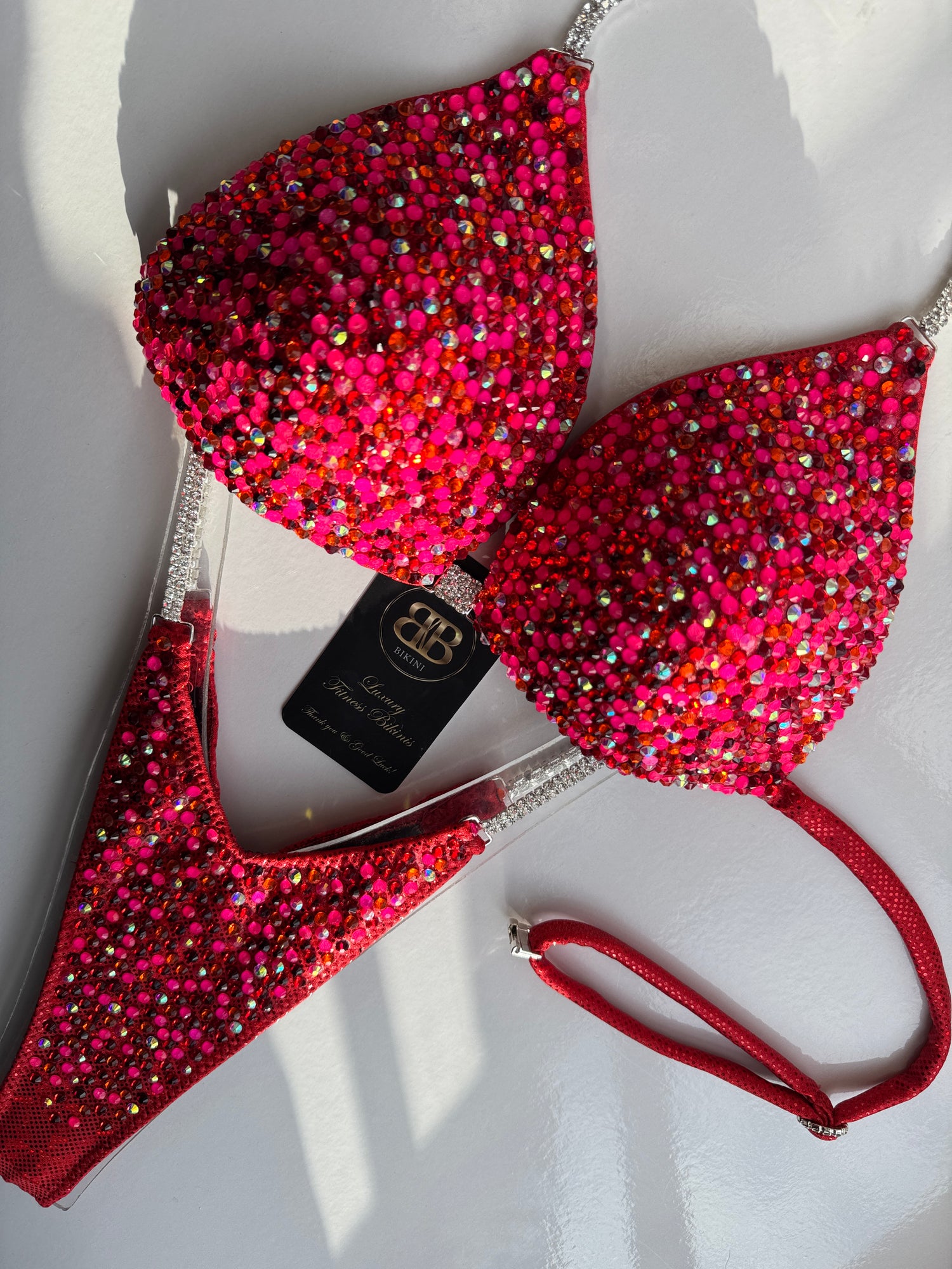 Pink, red with silver dust NPC style bikini - B/C cup , ready to buy