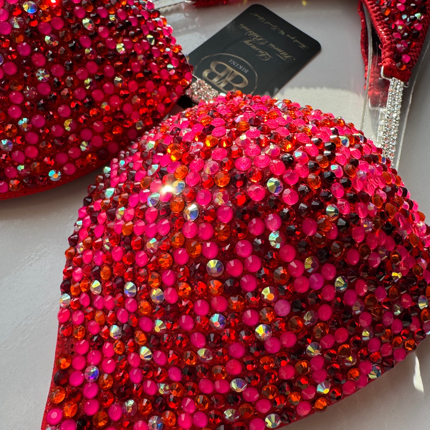 Pink, red with silver dust NPC style bikini - B/C cup , ready to buy