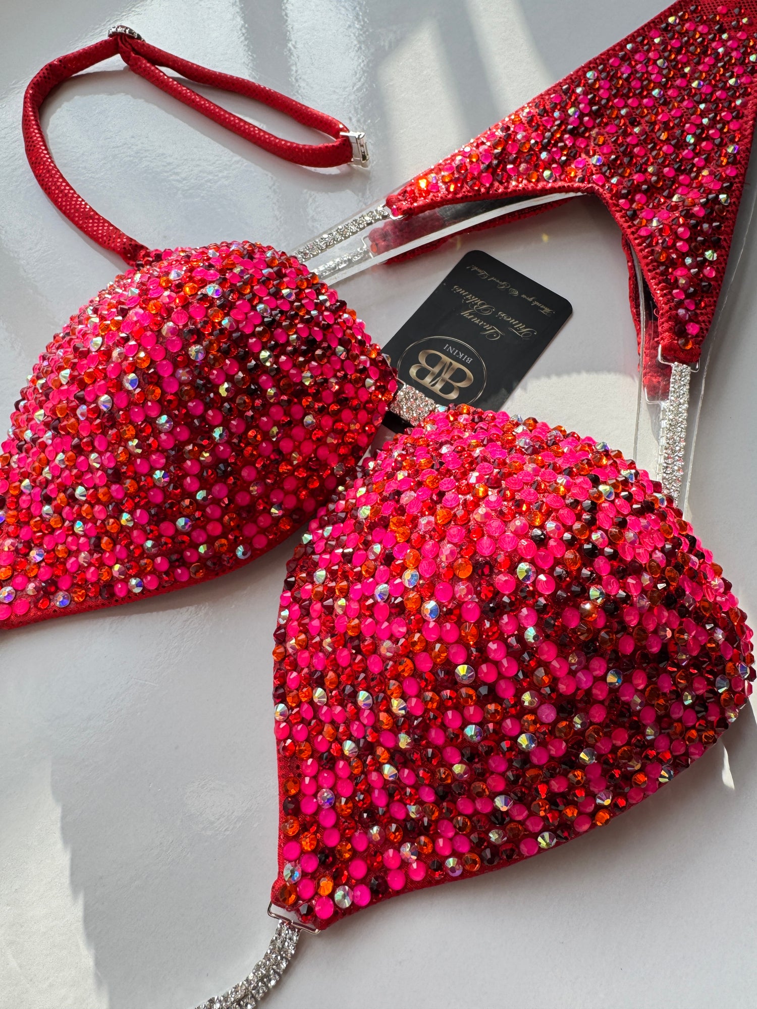 Pink, red with silver dust NPC style bikini - B/C cup , ready to buy