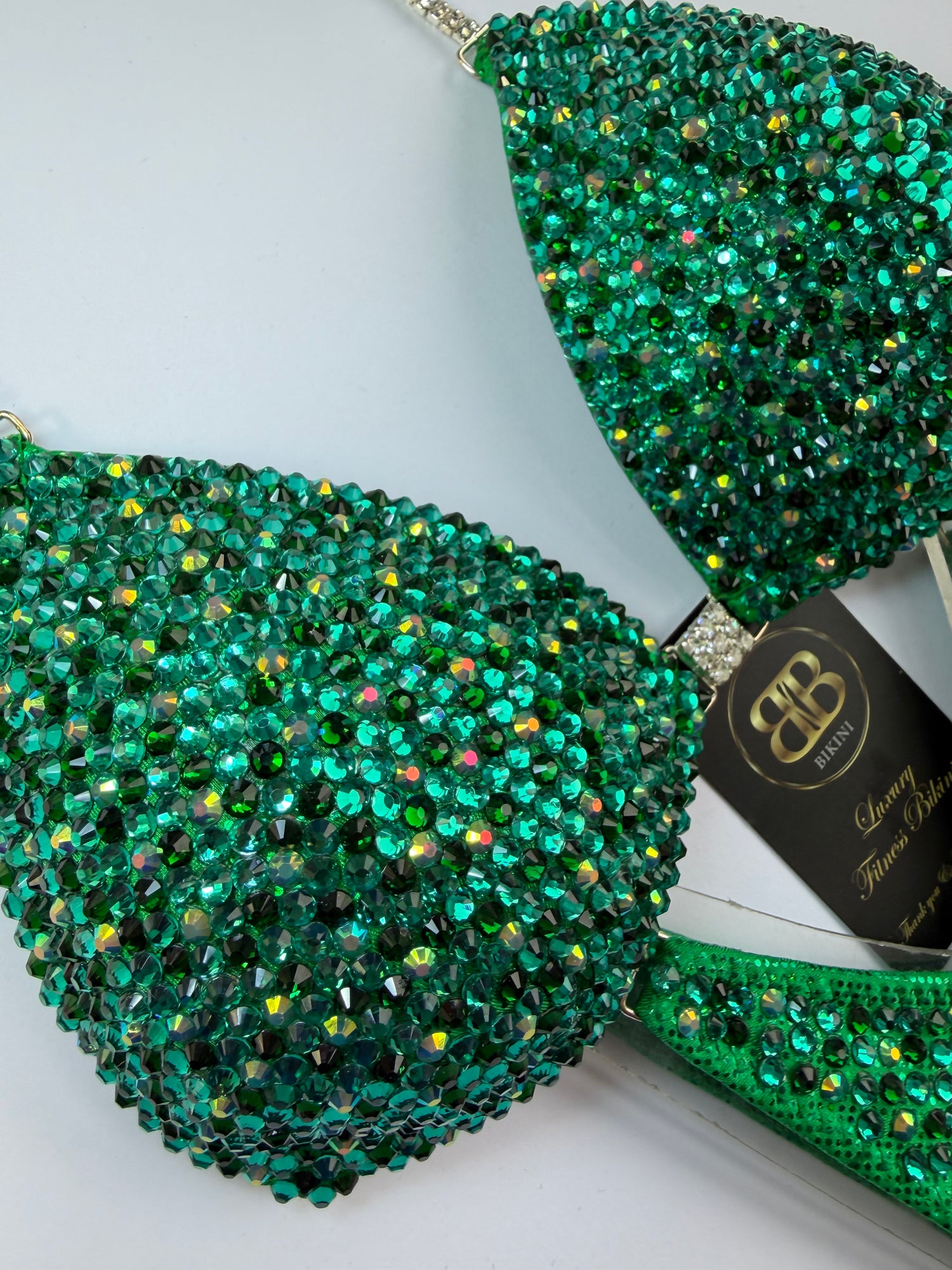 Green zircon and emerald triangle bikini - A/B bra cup (no. 261) - ready to buy