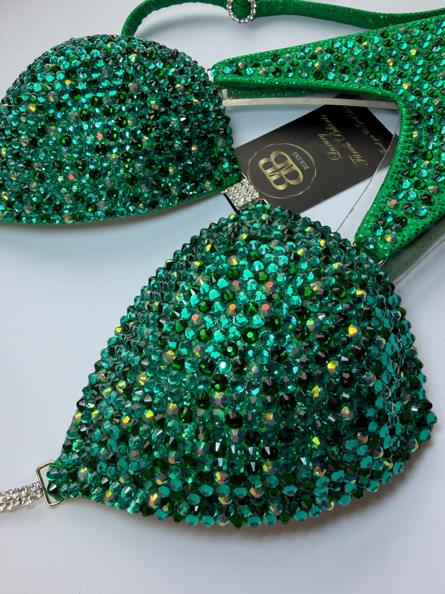 Green zircon and emerald triangle bikini - A/B bra cup (no. 261) - ready to buy