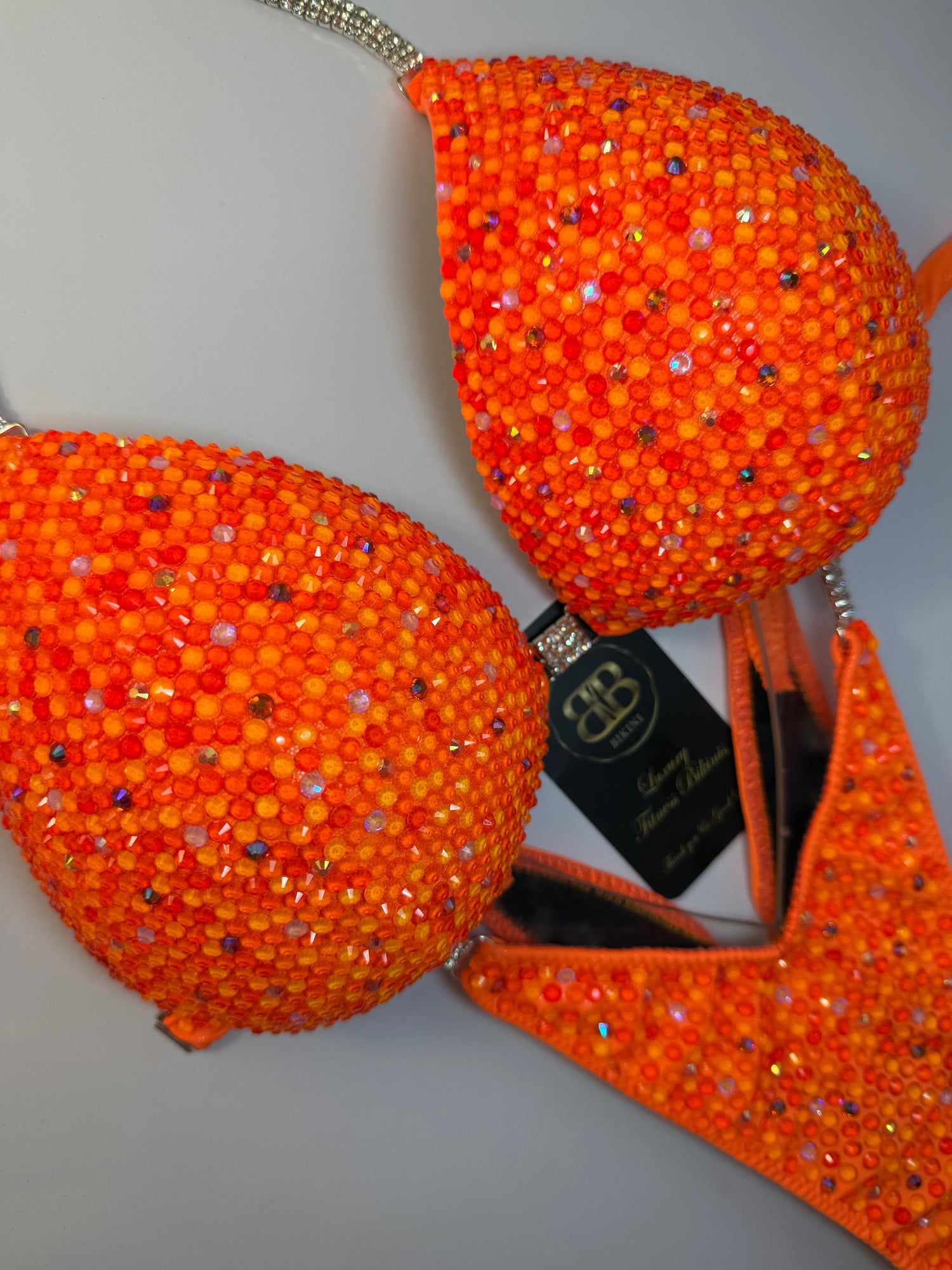 Neon orange triangle bikini  - DD/E bra cup (no. 268) - ready to buy