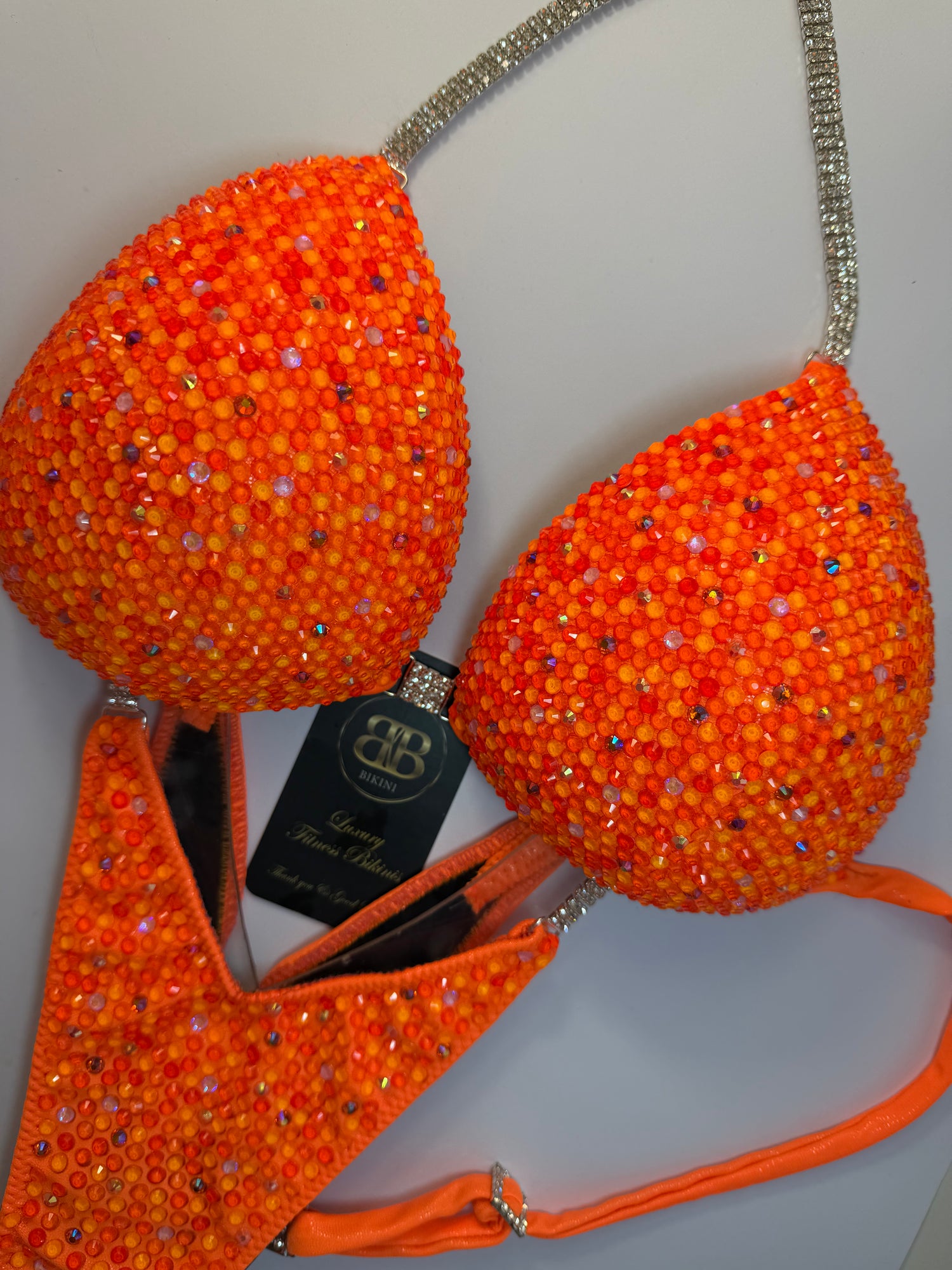 Neon orange triangle bikini  - DD/E bra cup (no. 268) - ready to buy