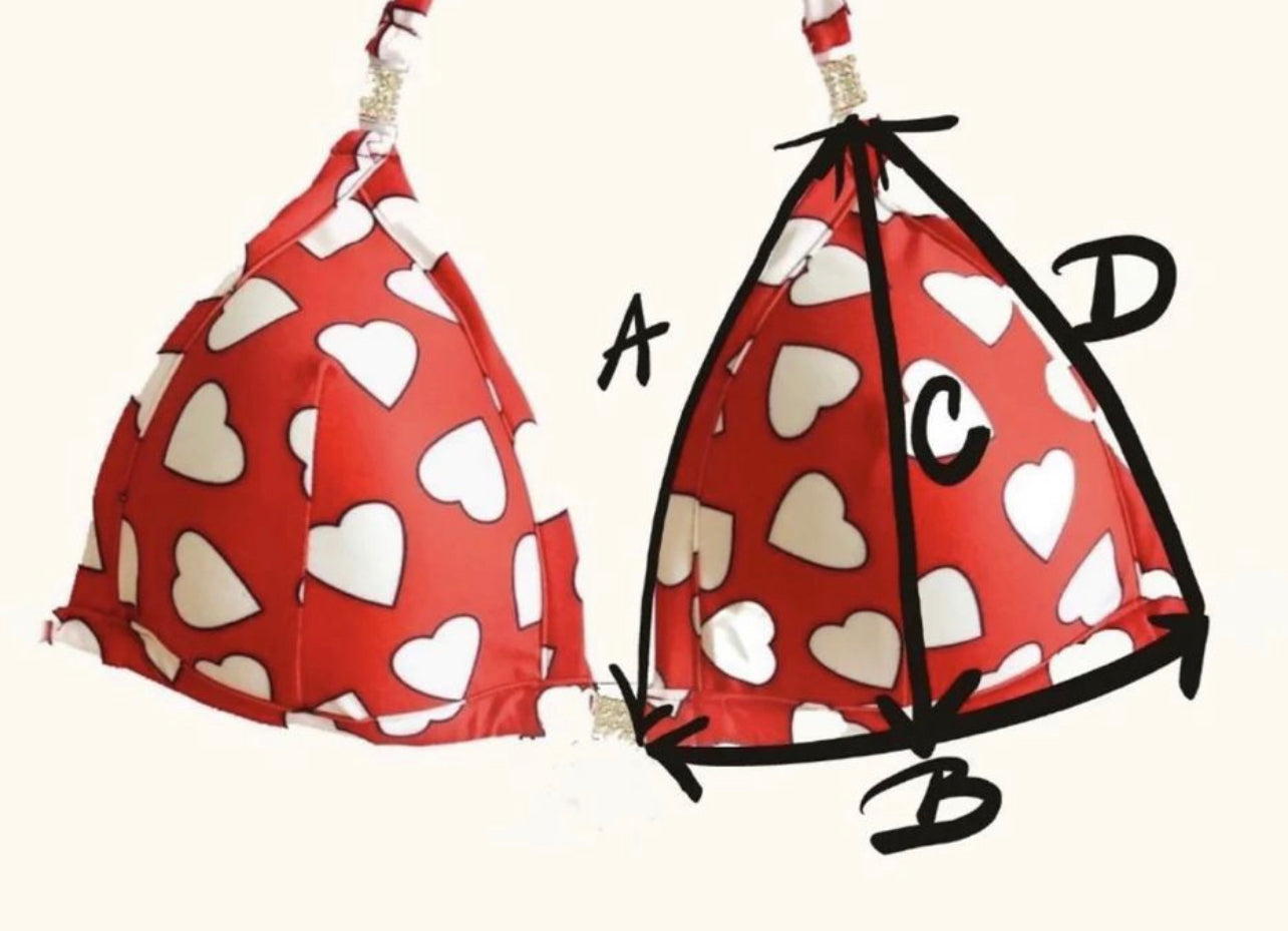 Pink, red with silver dust NPC style bikini - B/C cup , ready to buy