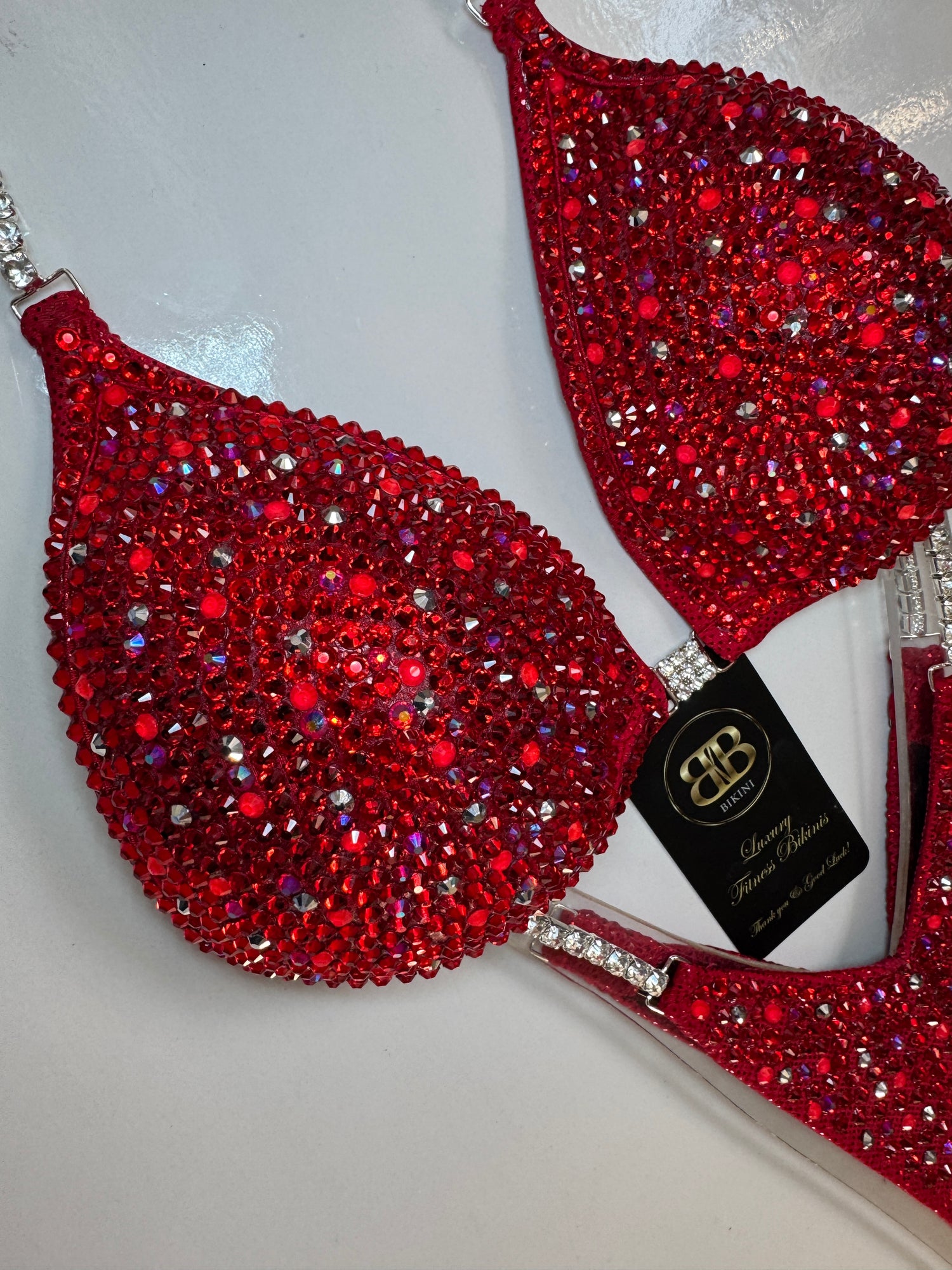 Brand new red with silver and neon pink dust NPC style bikini - C cup