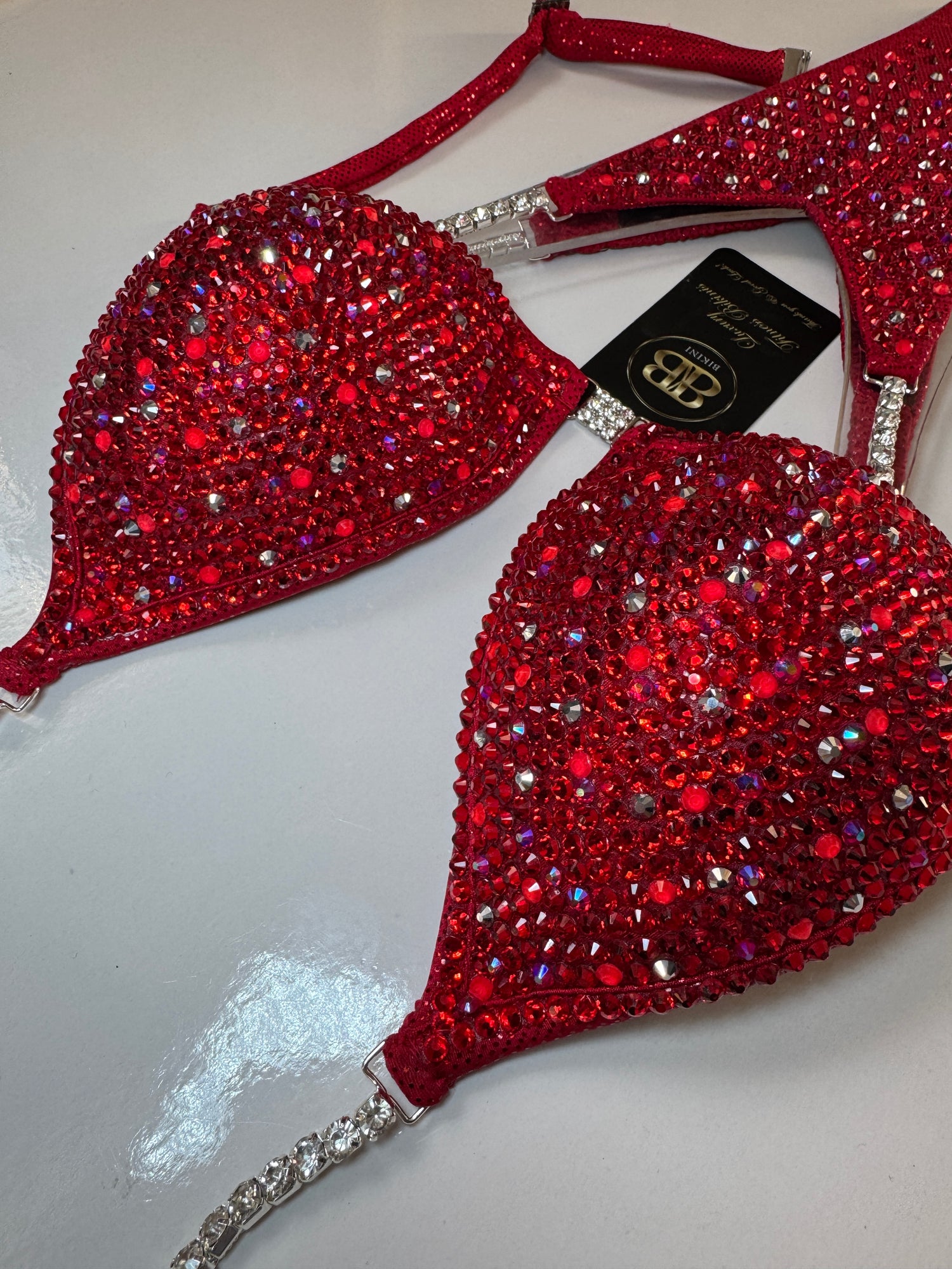 Brand new red with silver and neon pink dust NPC style bikini - C cup