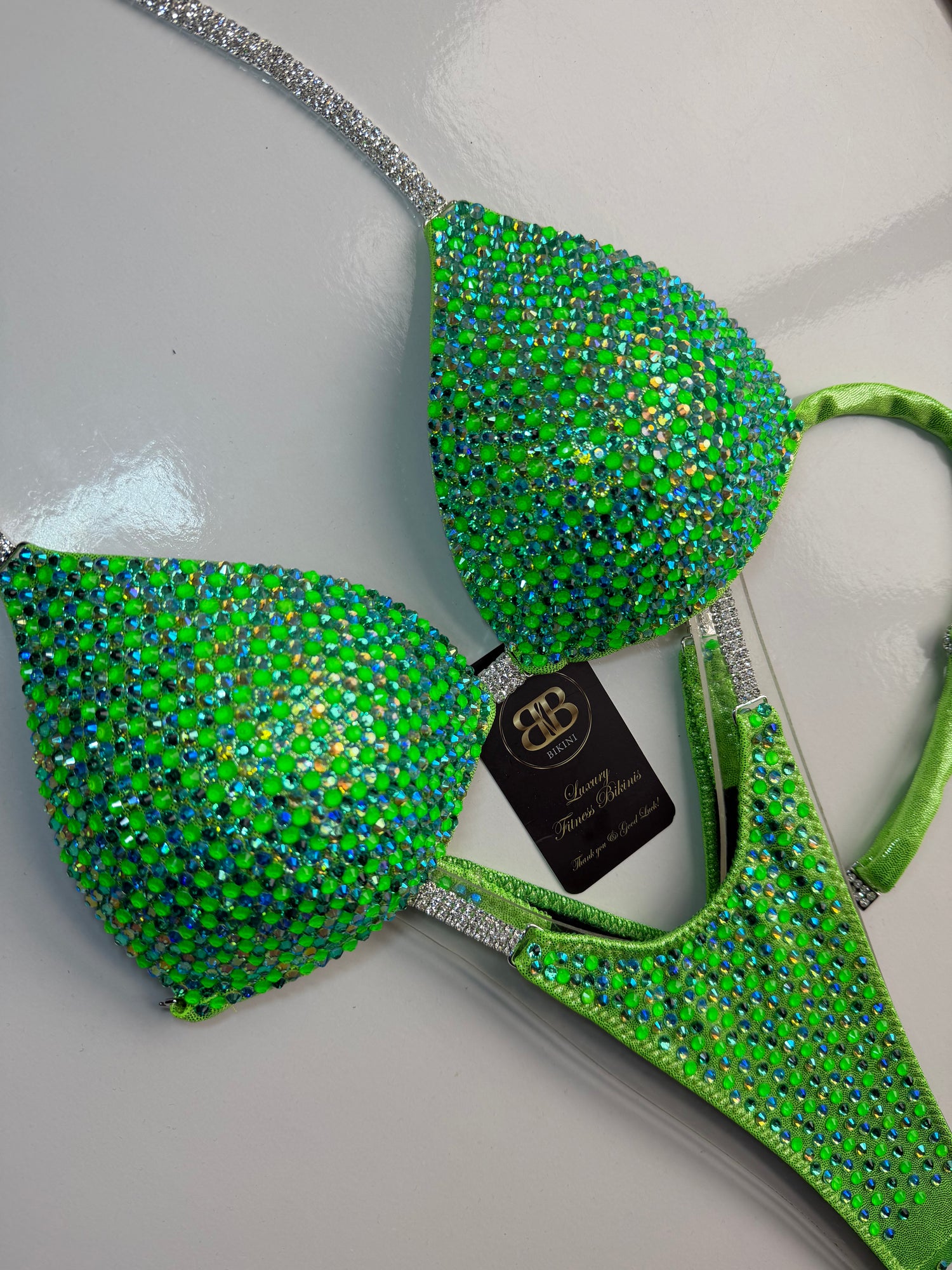 Neon Granny Apple Green triangle bikini - C bra cup (no. 265) - ready to buy