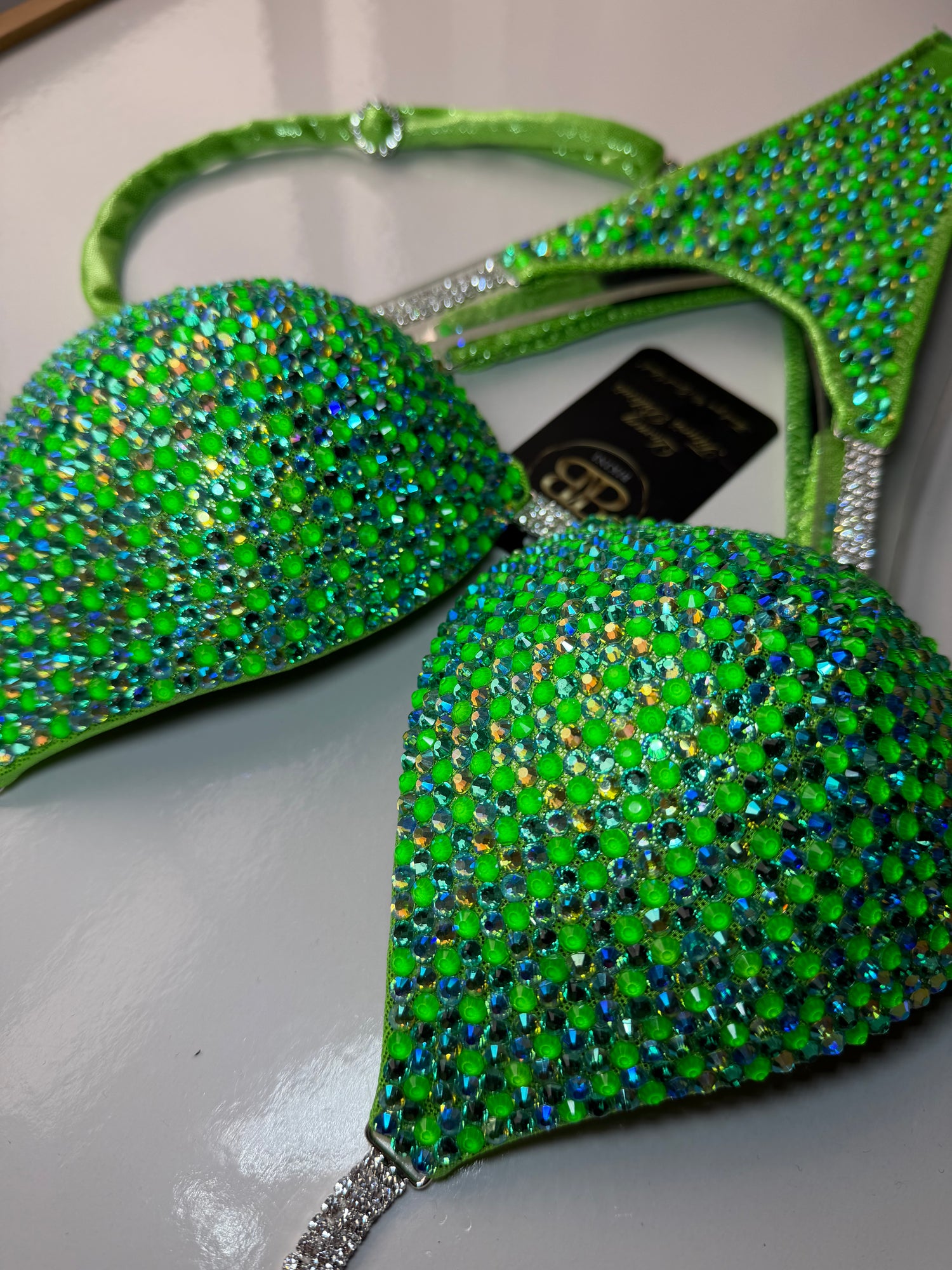Neon Granny Apple Green triangle bikini - C bra cup (no. 265) - ready to buy