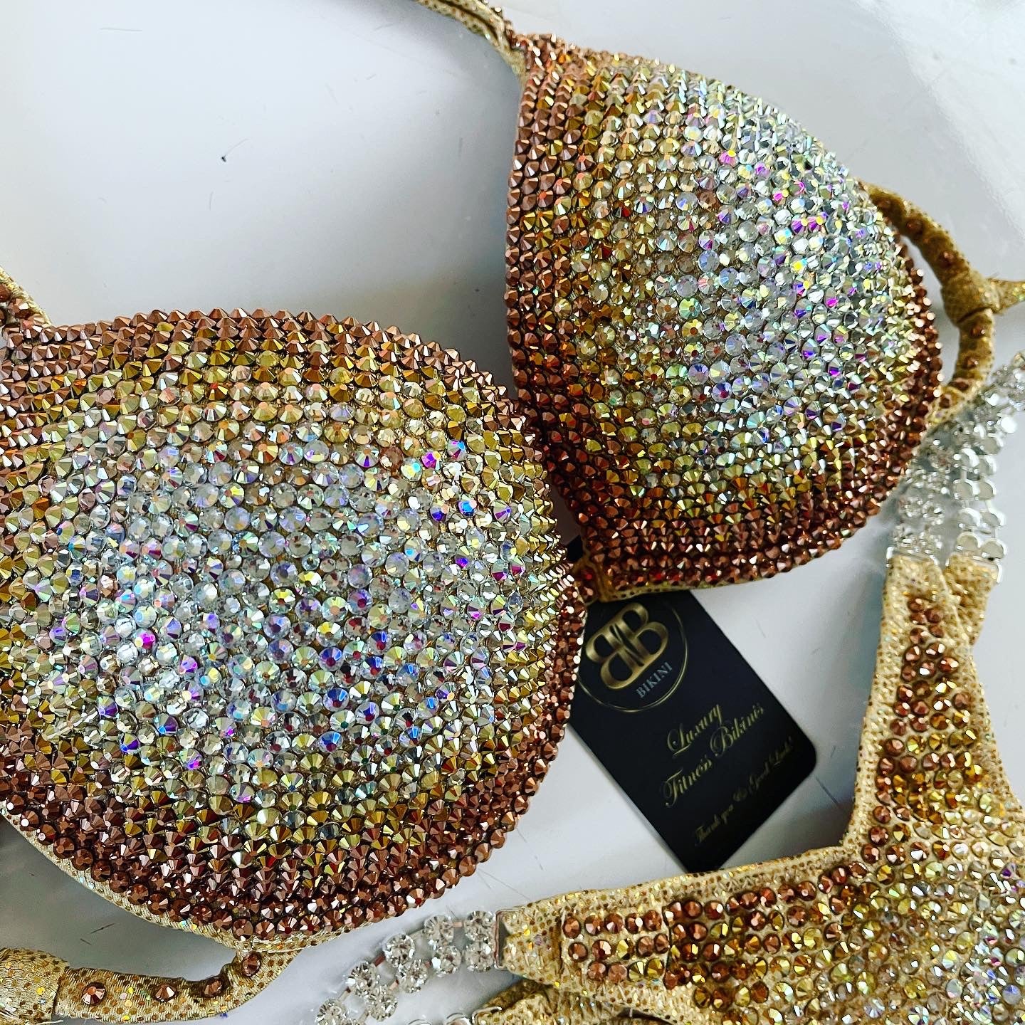 Middle Ombre Gold and Silver Competition Bikini or Wellness Suit (613