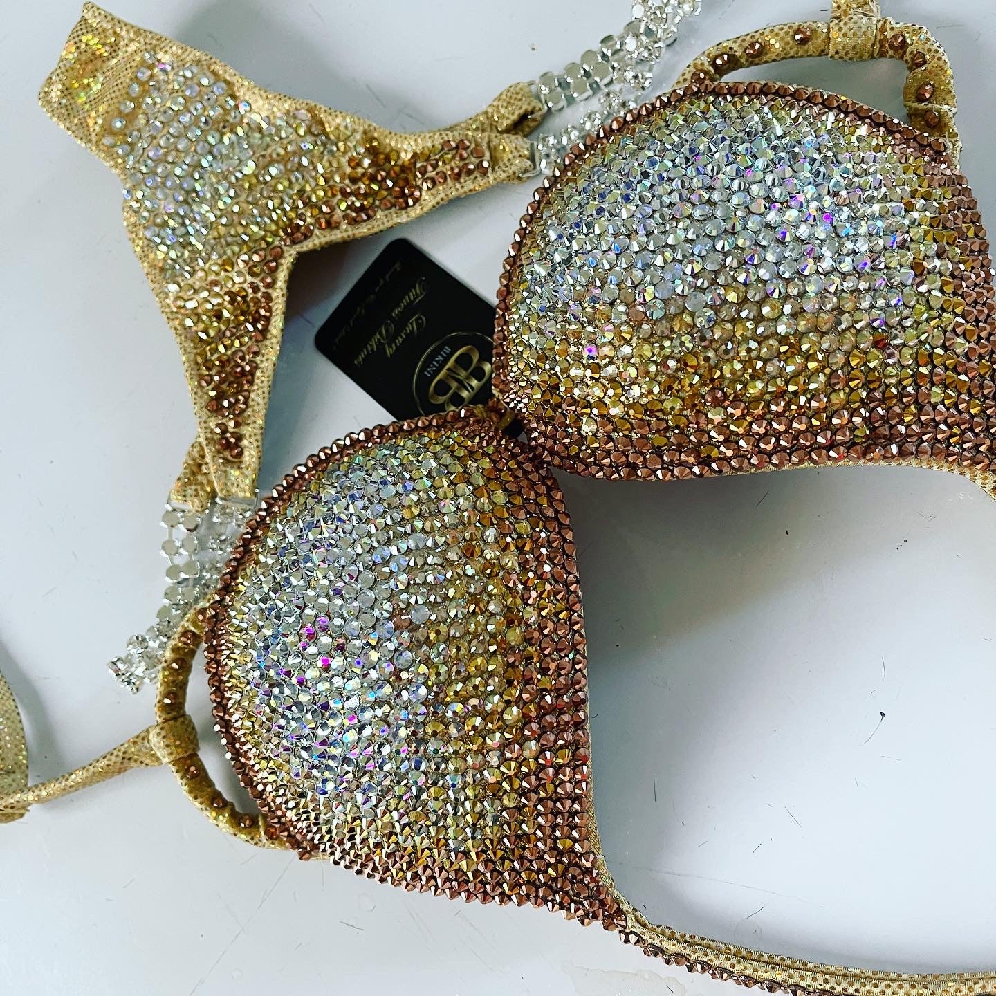 Middle Ombre Gold and Silver Competition Bikini or Wellness Suit (613