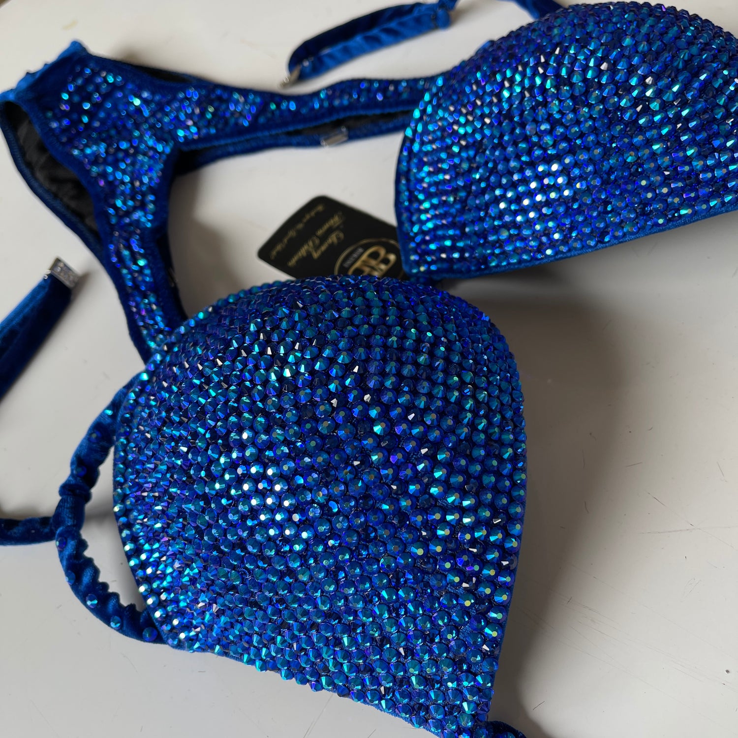 Rental - Royal Blue bodyfitness, figure competition Suit DD/E bra cup