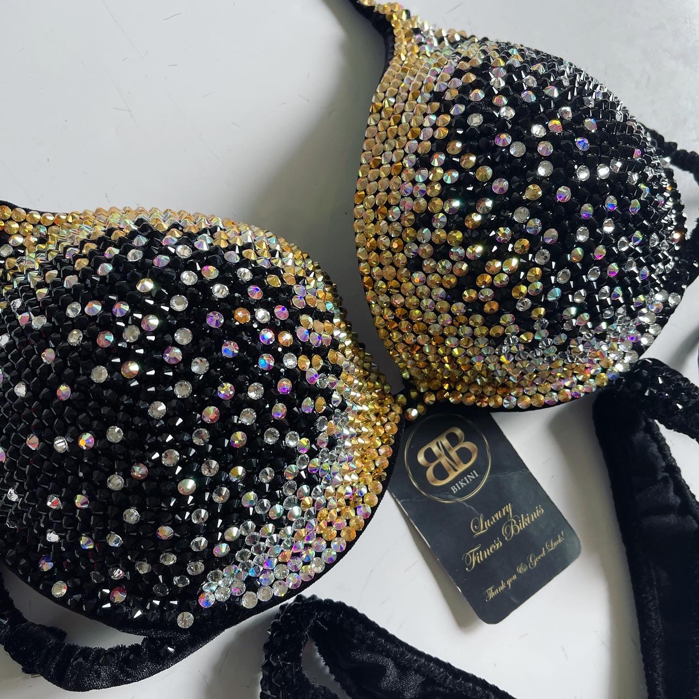 Black, Gold & Silver Ombre Bikini Suit (515)